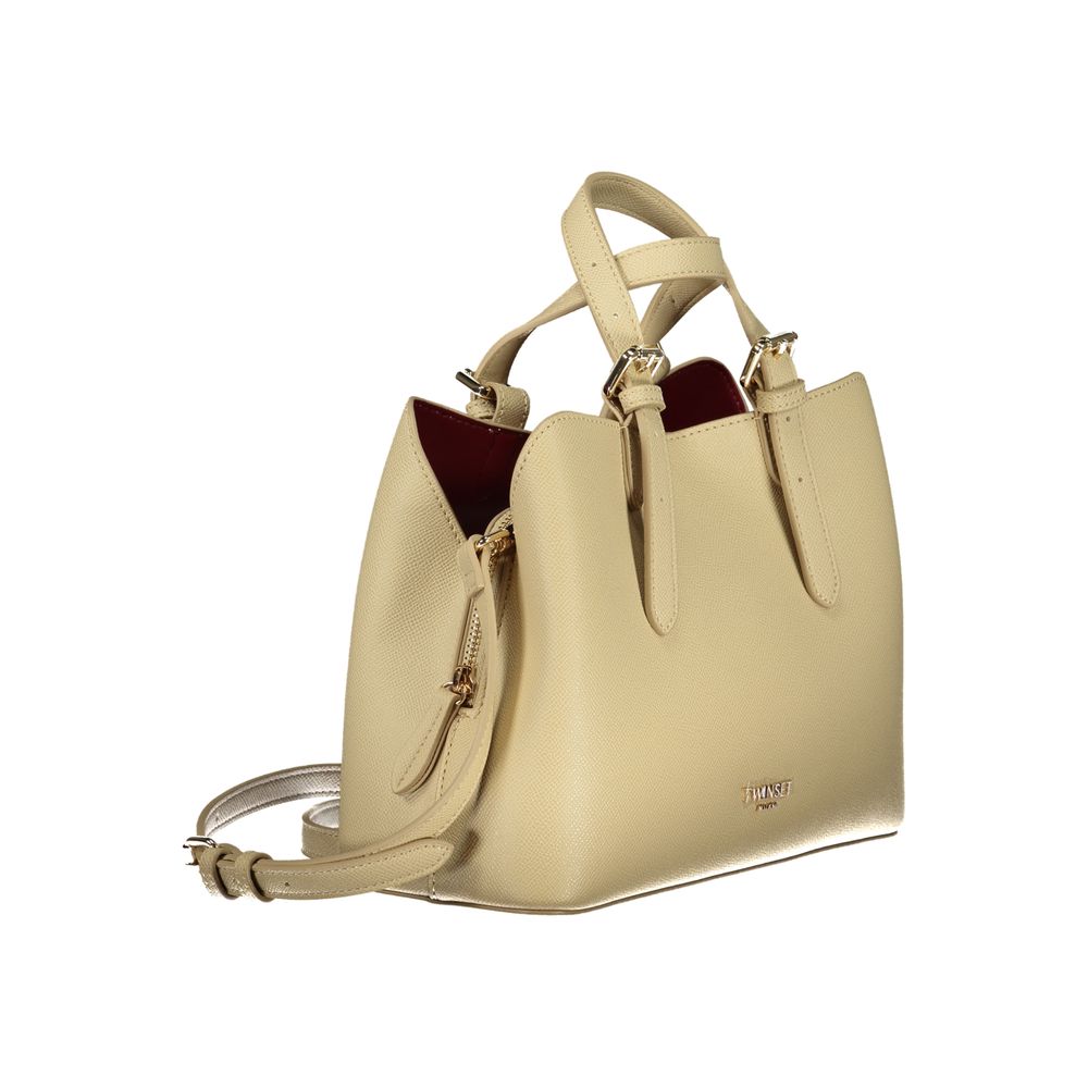 Beige Polyurethane Women Tote