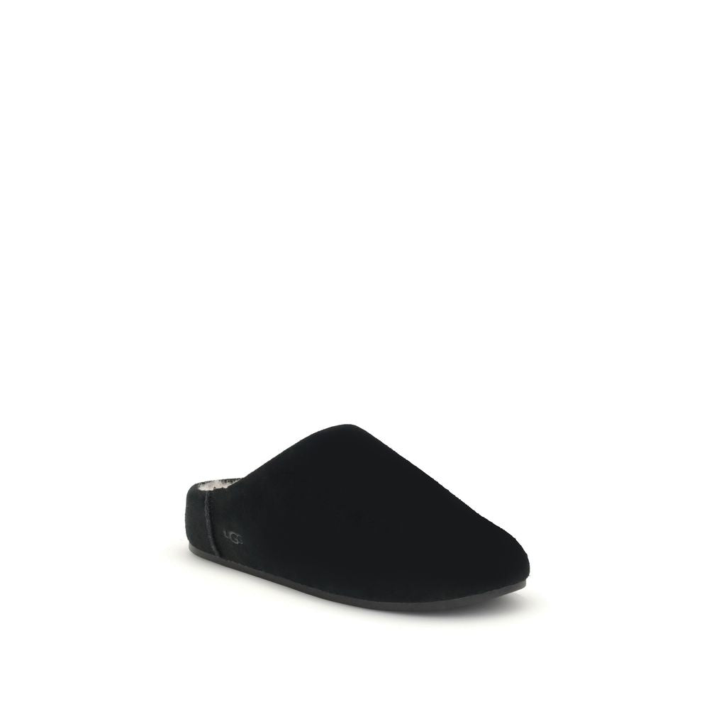 Black Leather Mules