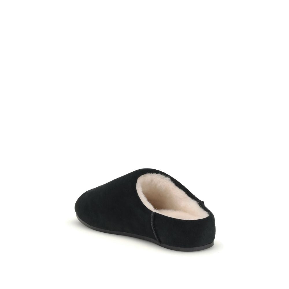 Black Leather Mules