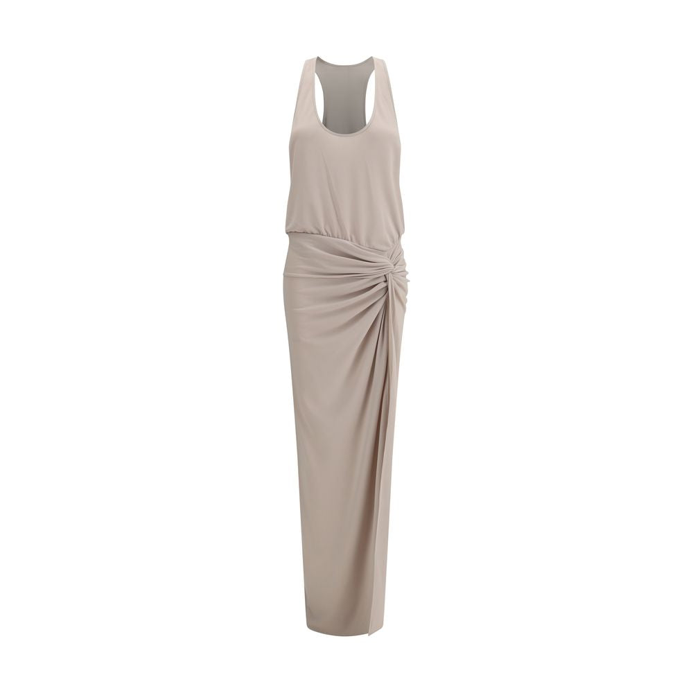 Gray Polyester Long Dress
