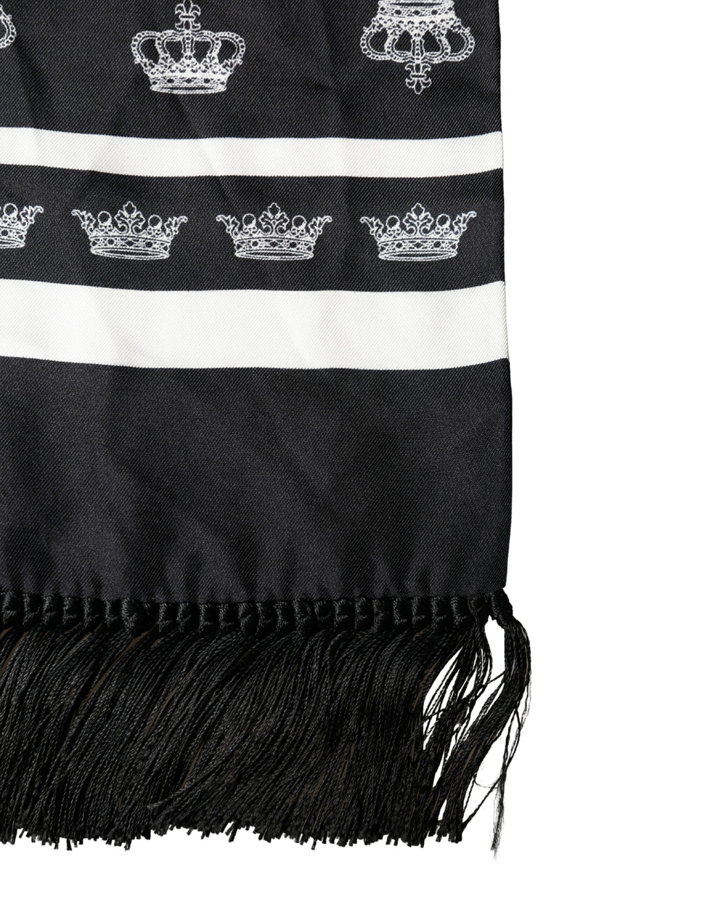 Black Silk Crown Fringe Neck Wrap 173cm x 32.5cm Scarf