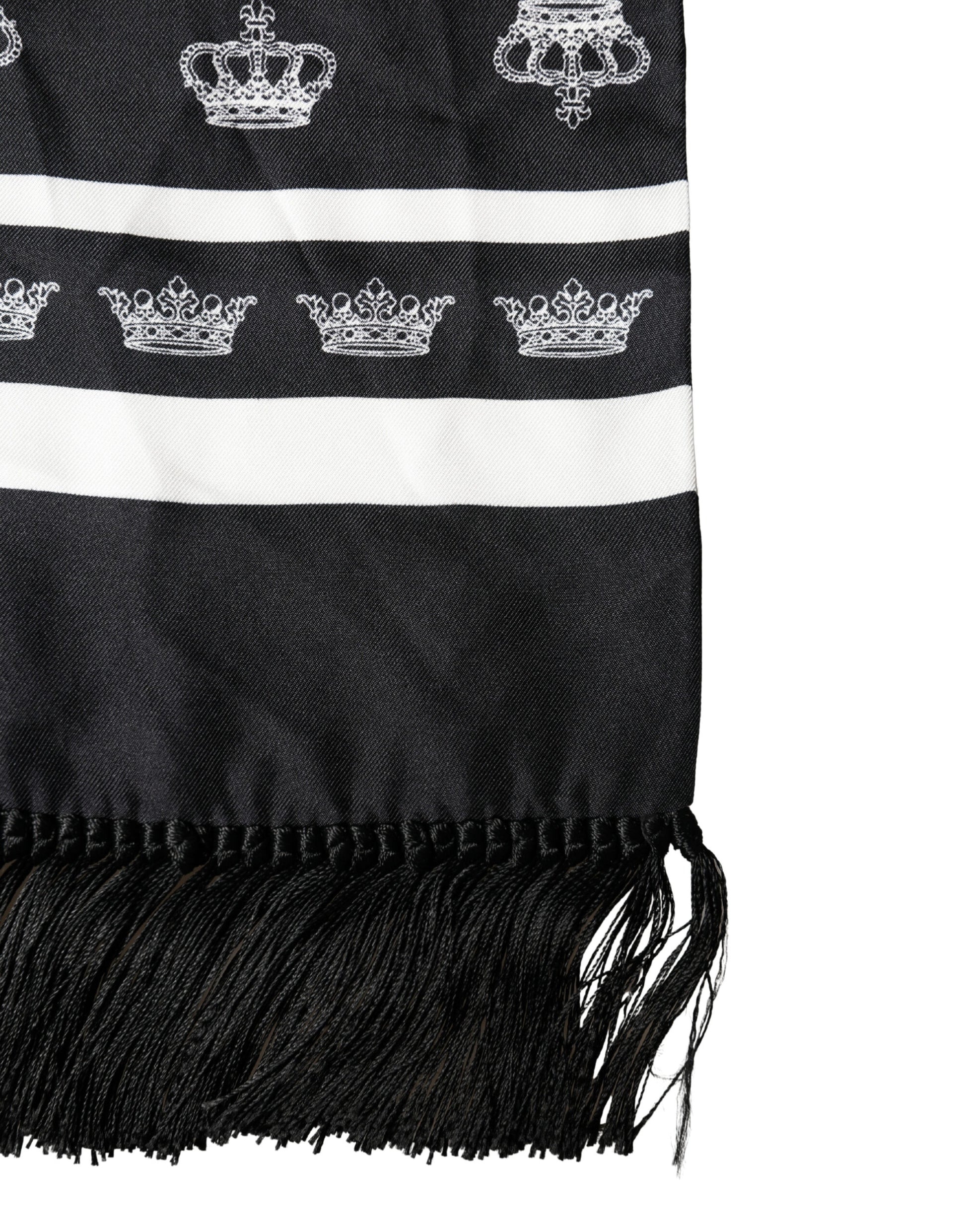 Black Silk Crown Fringe Neck Wrap 173cm x 32.5cm Scarf