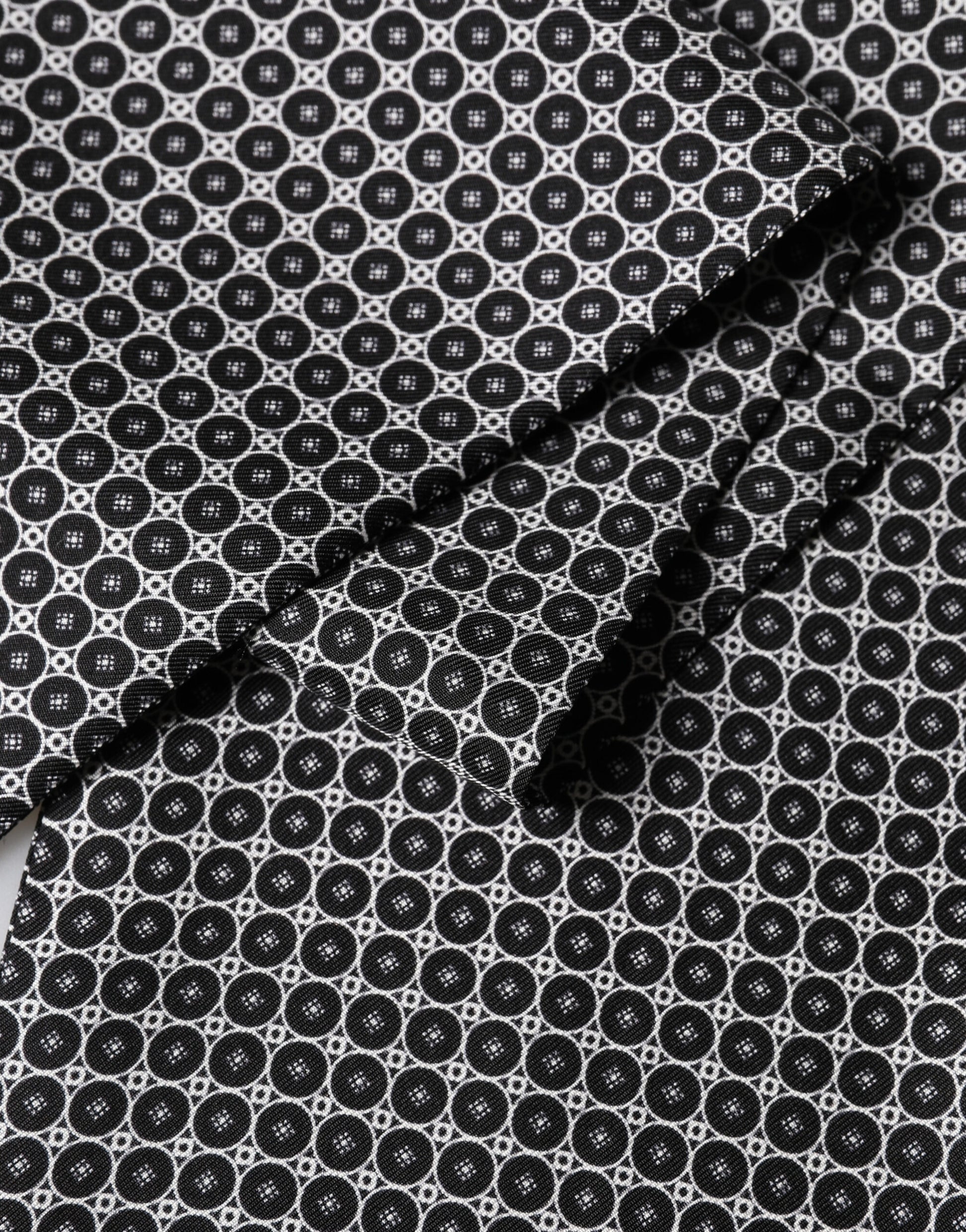 Black White Silk Geometric Fringed Wrap 142cm X 15cm  Scarf