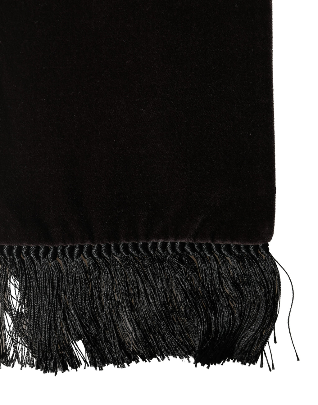 Black Silk Fringe Neck Wrap Foulard 139.5cm x 15.5cm Scarf