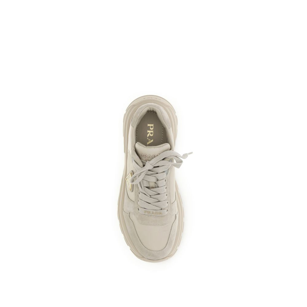 Beige Calf Leather Bos Taurus Athletic Sneakers