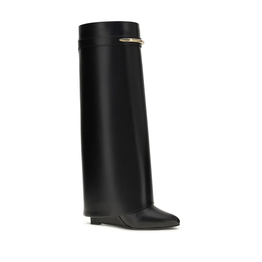 Black Calf Leather Bos Taurus Flat Boots