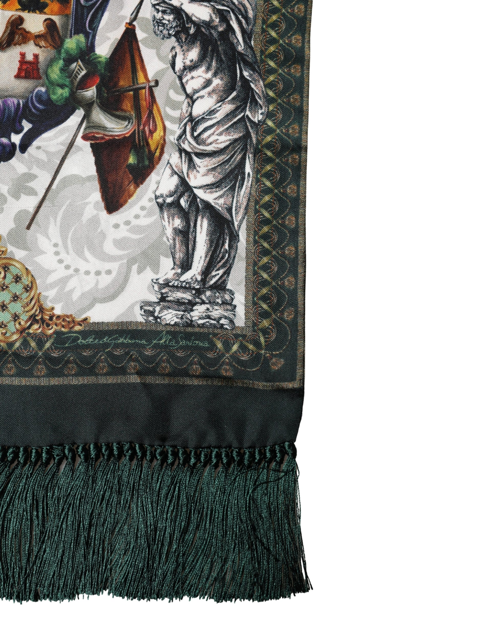 Multicolor Baroque Angel Print Foulard 135cm x 14.5cm Scarf