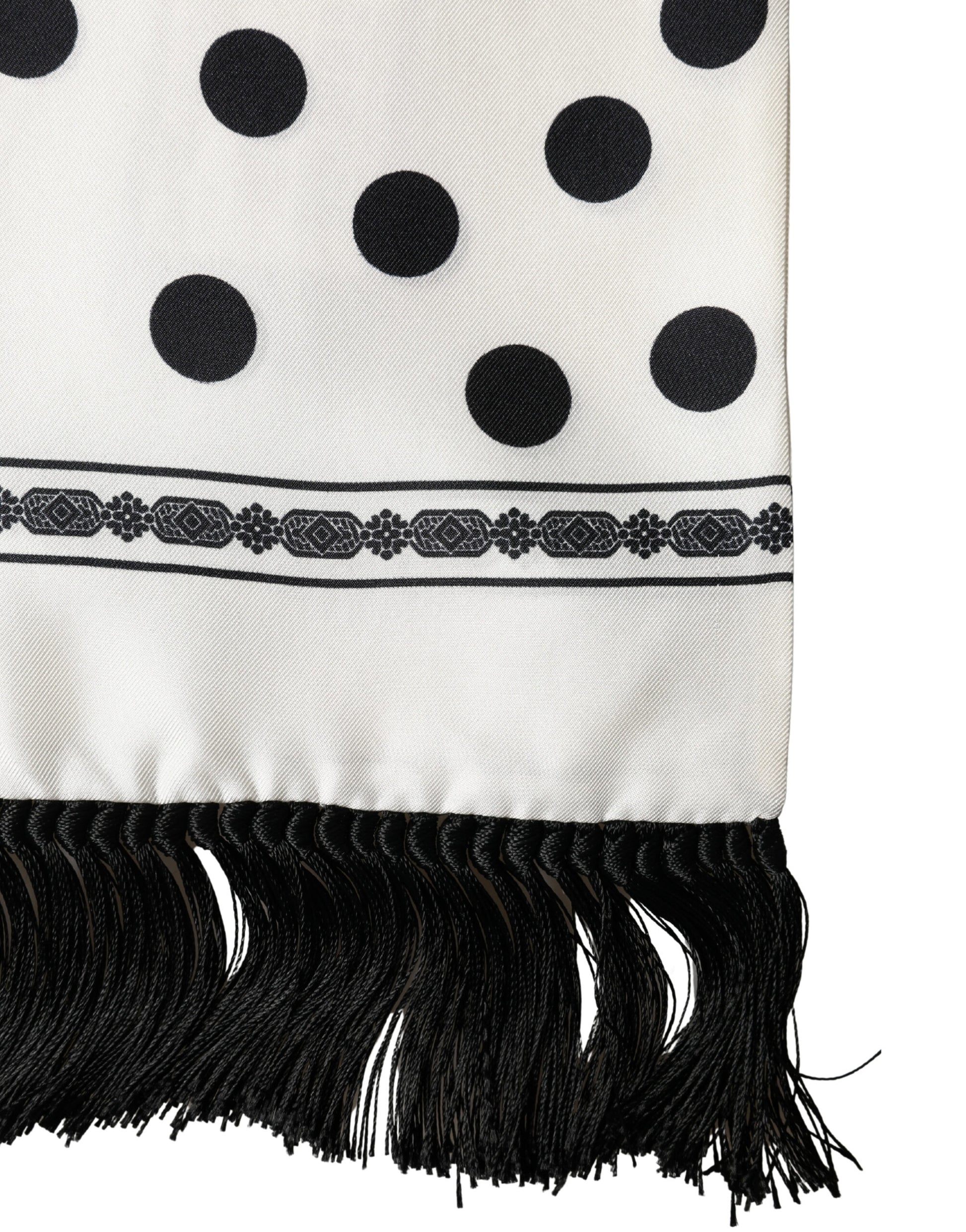 White Black Polka Dot Neck Wrap Foulard 165.5cmx32cm Scarf