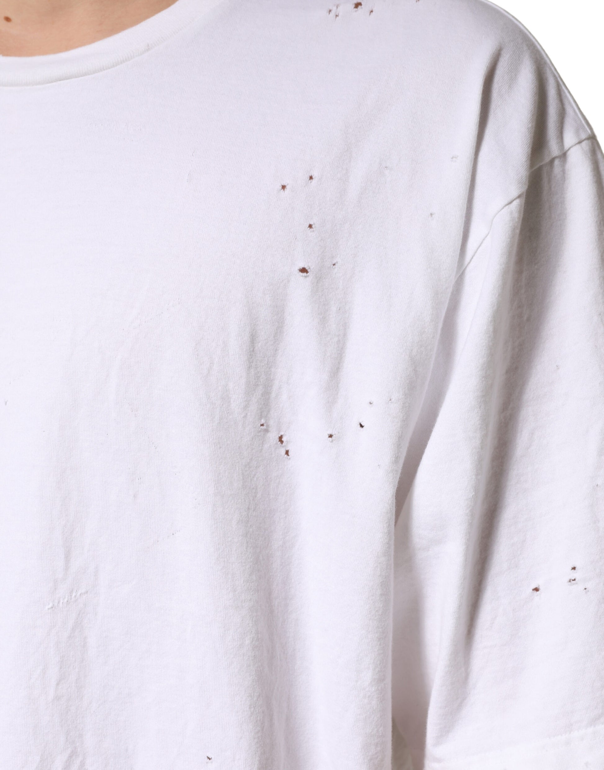 White Cotton Crewneck Short Sleeve T-Shirt