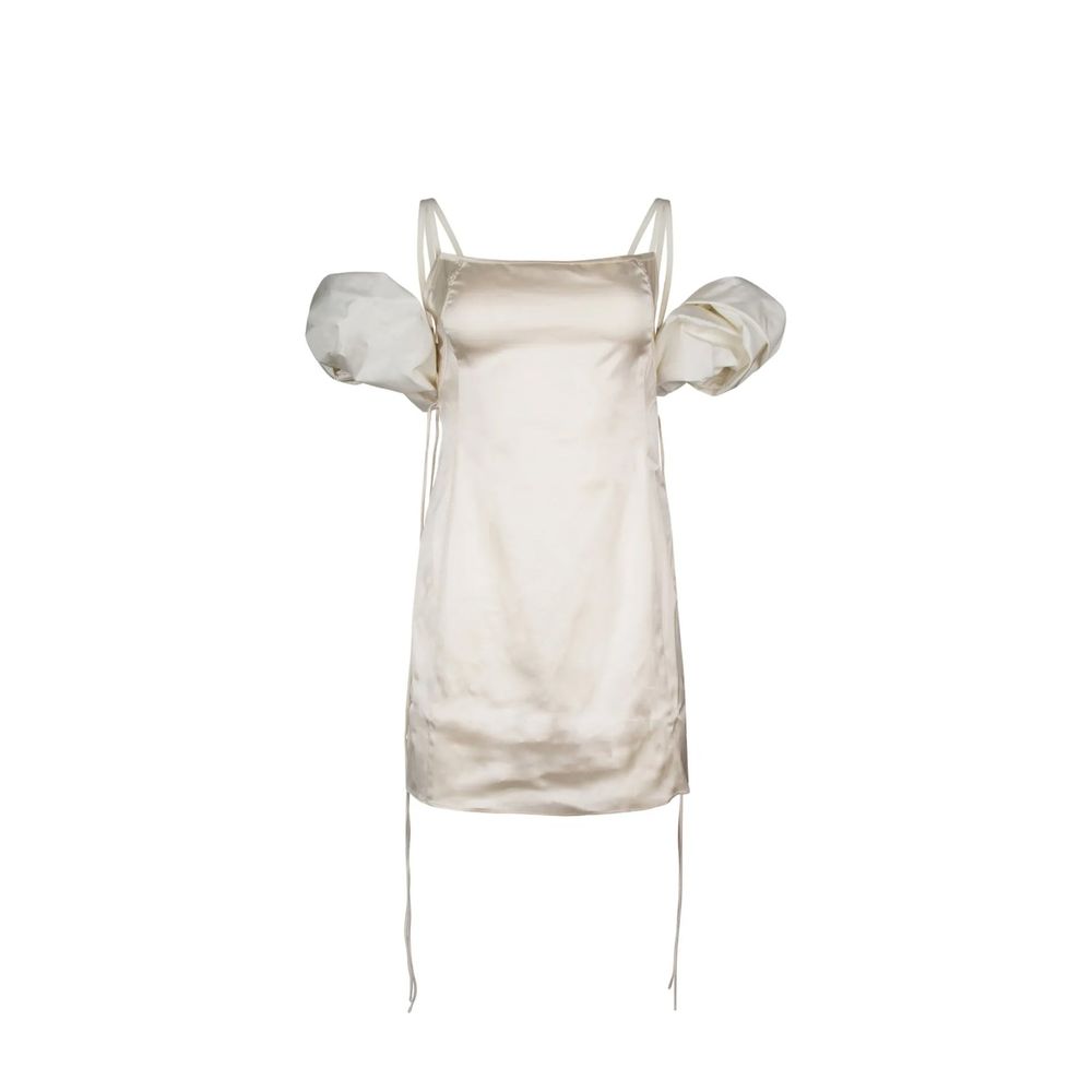 White Elastane Casual Dress