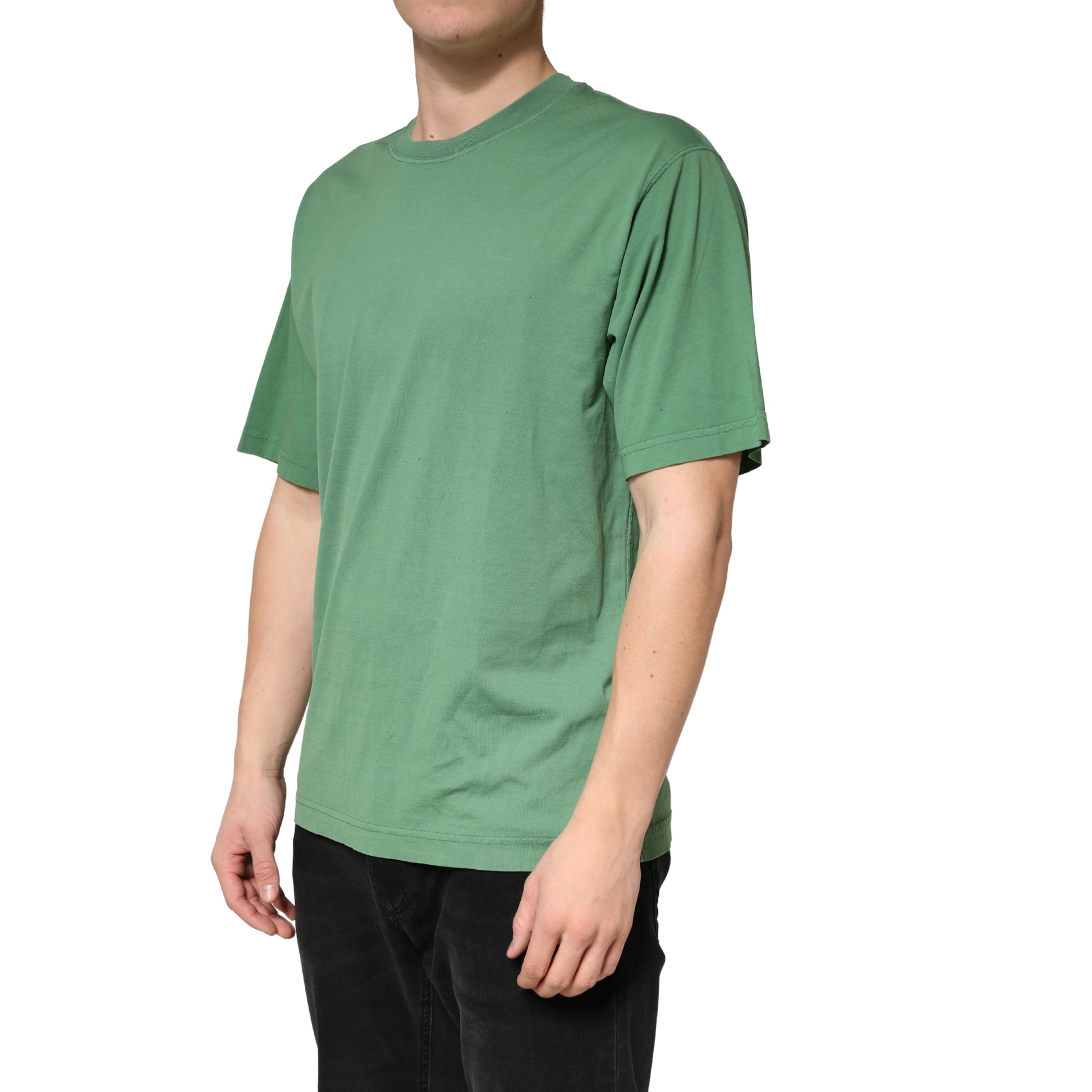 LightGreen Cotton Crewneck Short Sleeve T-Shirt