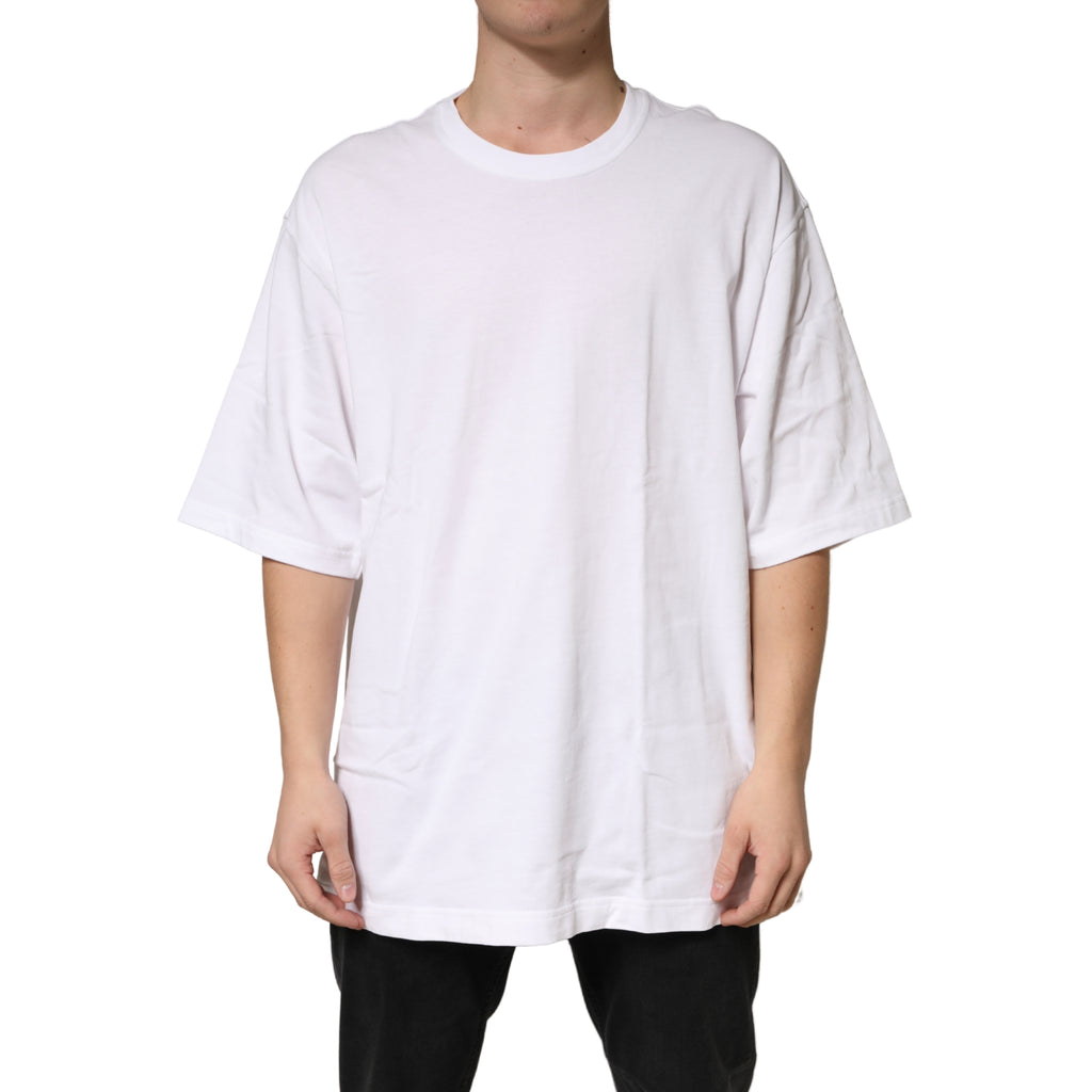 White Cotton Crewneck Short Sleeve T-Shirt