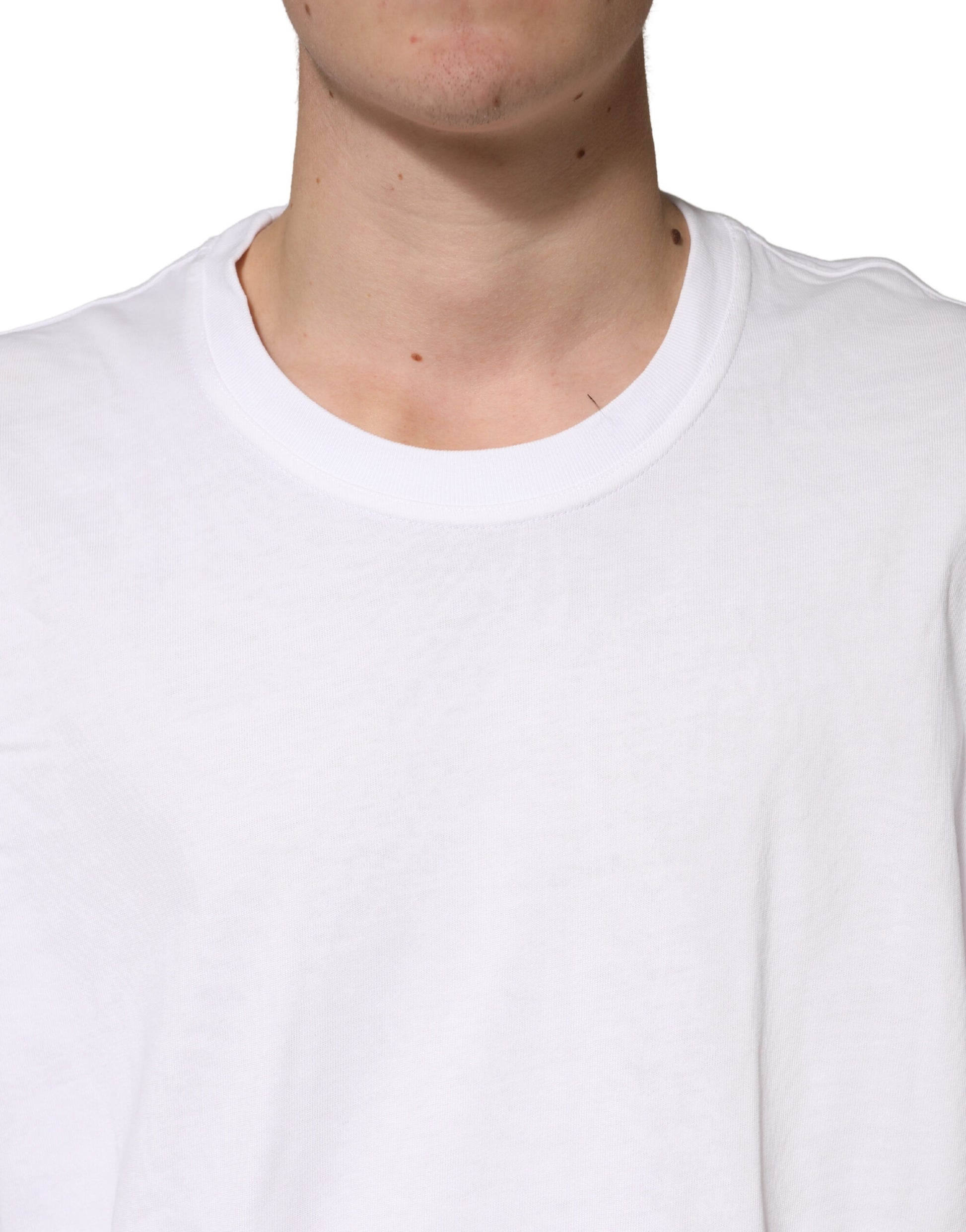 White Cotton Crewneck Short Sleeve T-Shirt