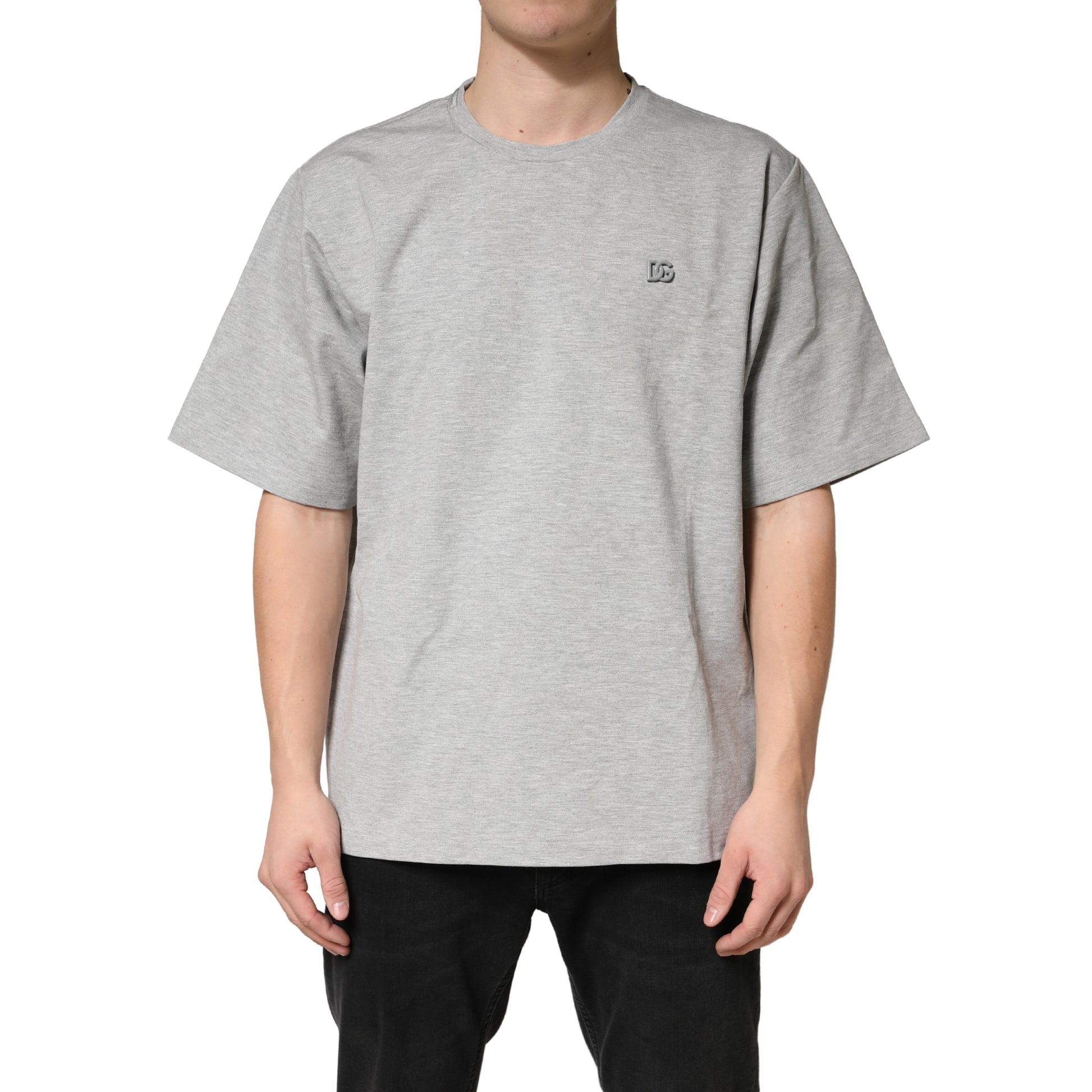 Grey Cotton Crewneck Short Sleeve T-Shirt