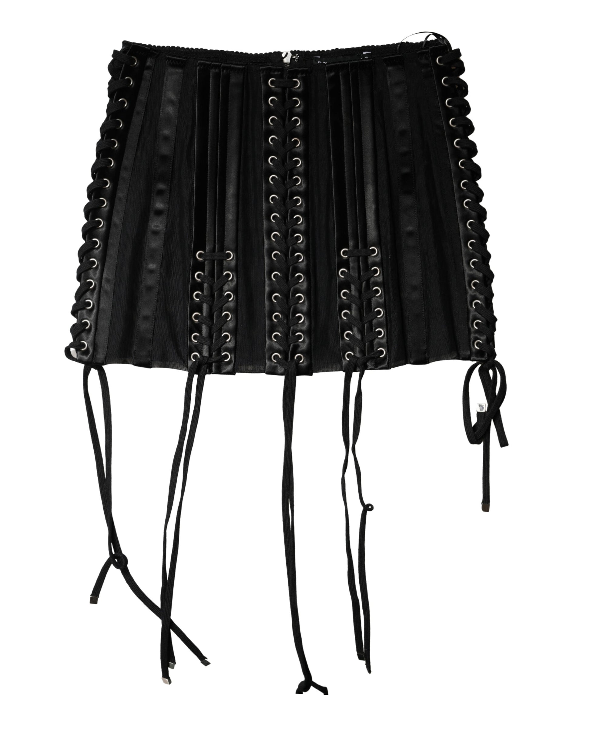 Black Lace-Up Waist Cincher Bustier Corset Top