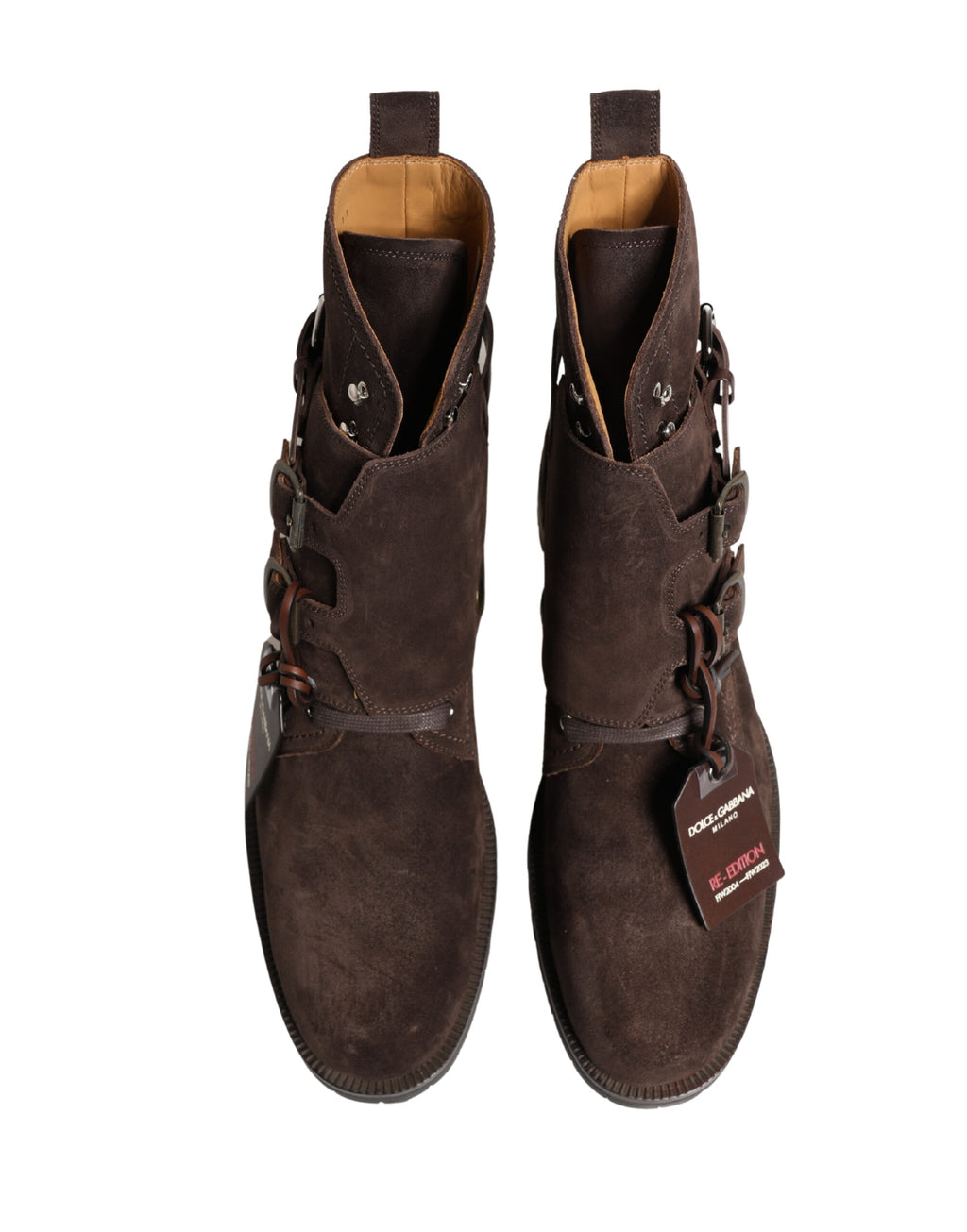 Brown Suede Leather Buckle Ankle Boots Shoes