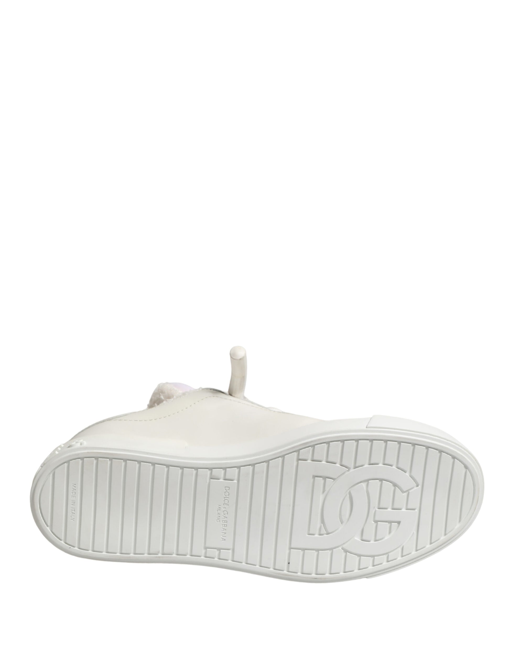 White Leather Shearling Fur Low Top Sneakers Shoes