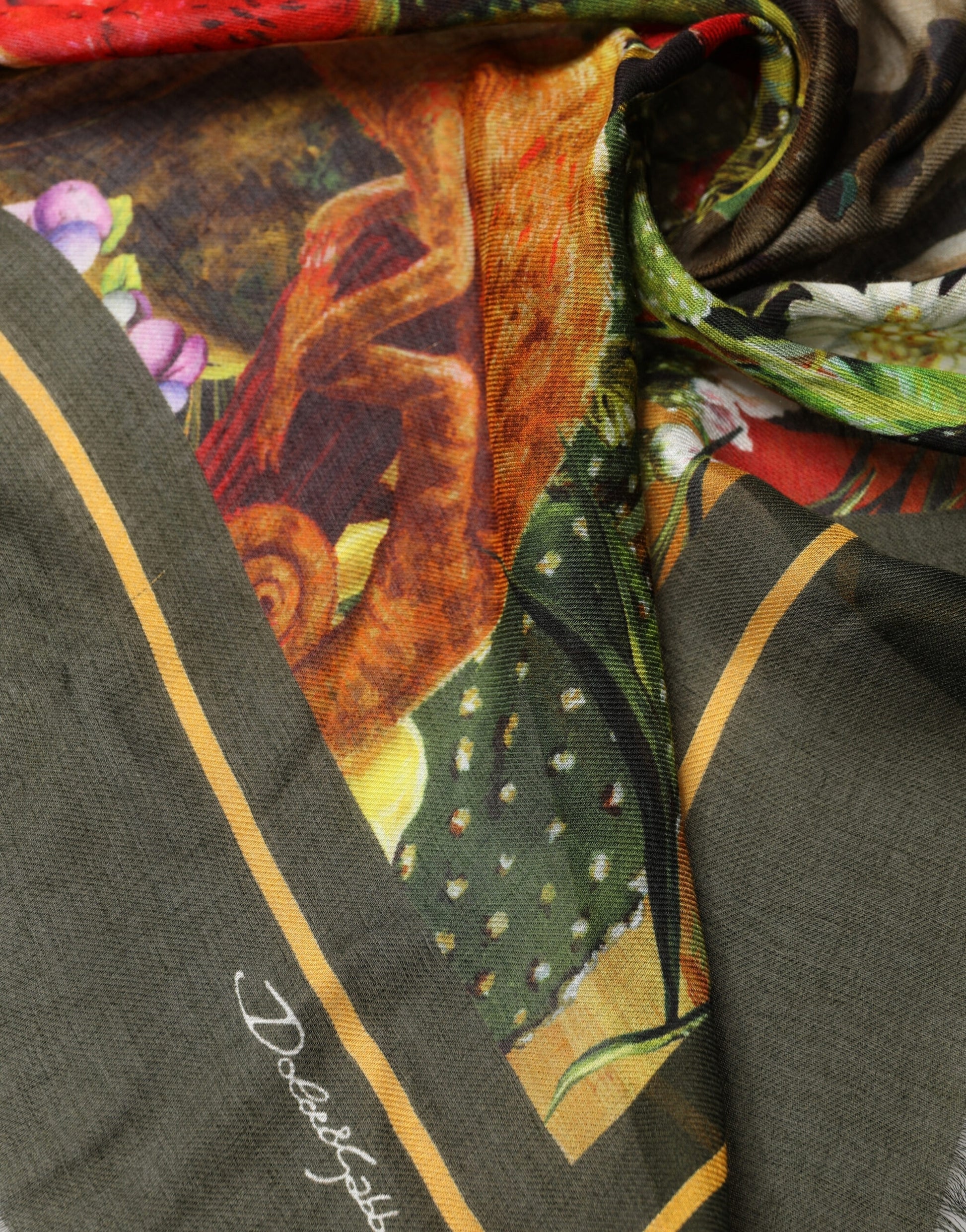 Multicolor Jungle Print Modal 134cm x 129.5cm Men Scarf
