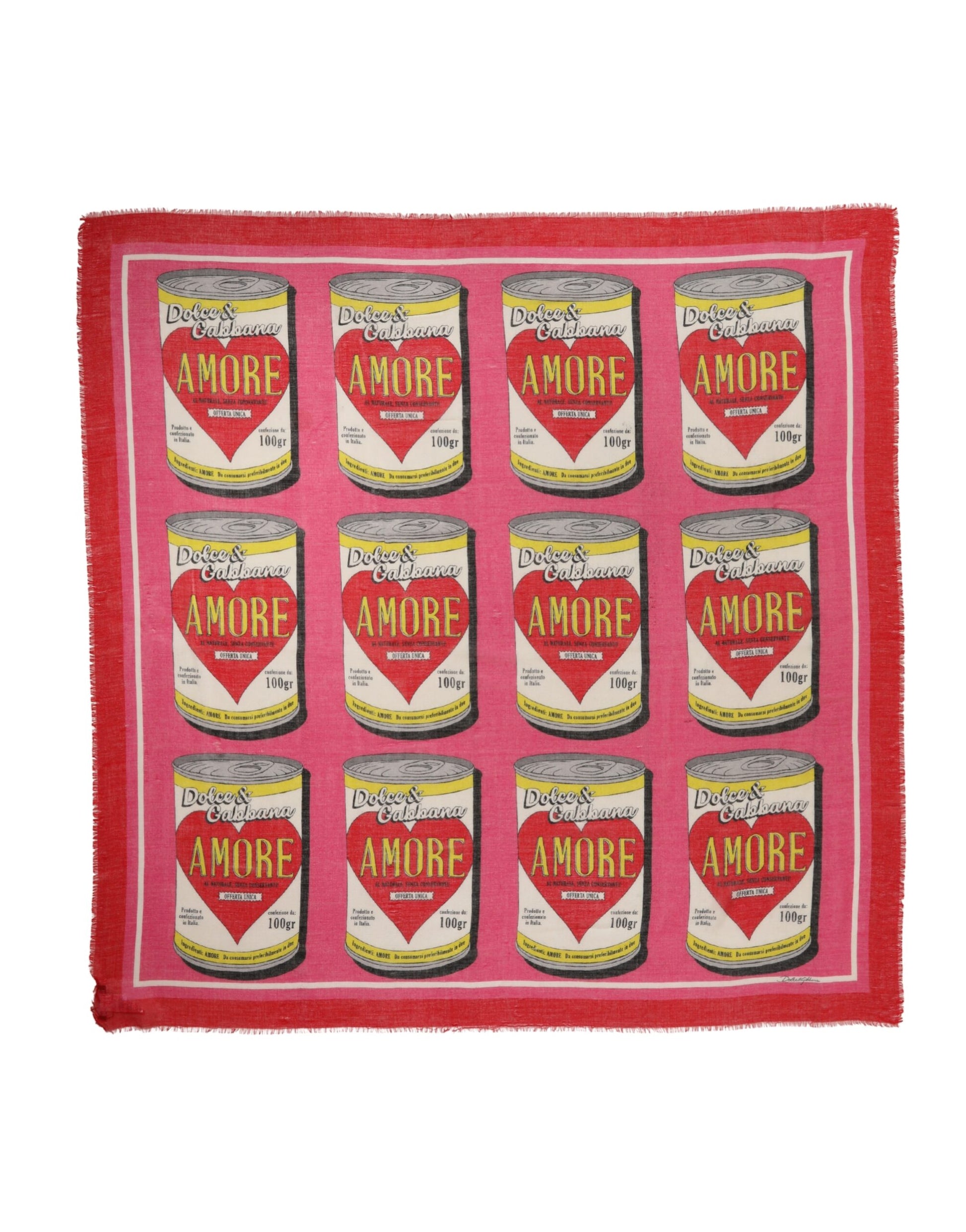 Pink DG Amore Print Neck Square Shawl 140cm x 140cm Scarf