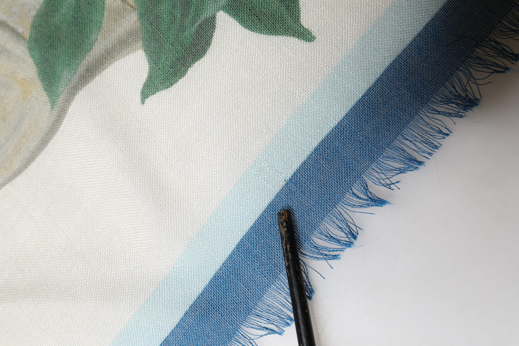 White Flower Vase Cashmere Stole Wrap 132cm x 128cm Scarf