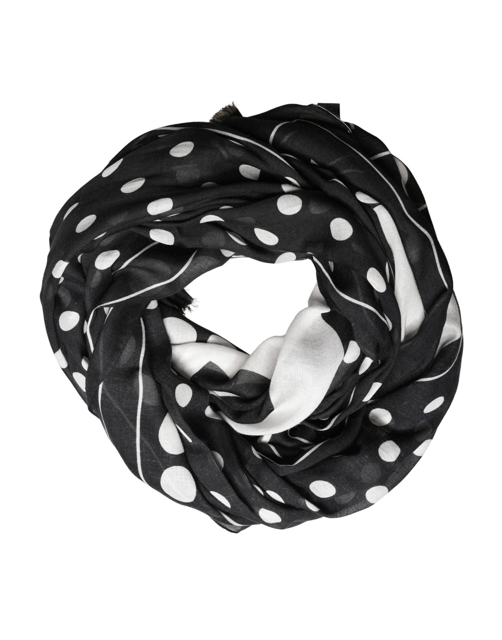 Black White Polka Dot Logo Stole Wrap 188cm x 116cm Scarf