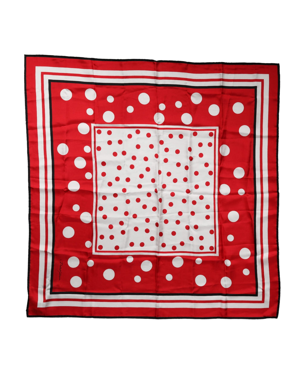 Red White Polka Dot Square Foulard 90cm x 88cm Scarf