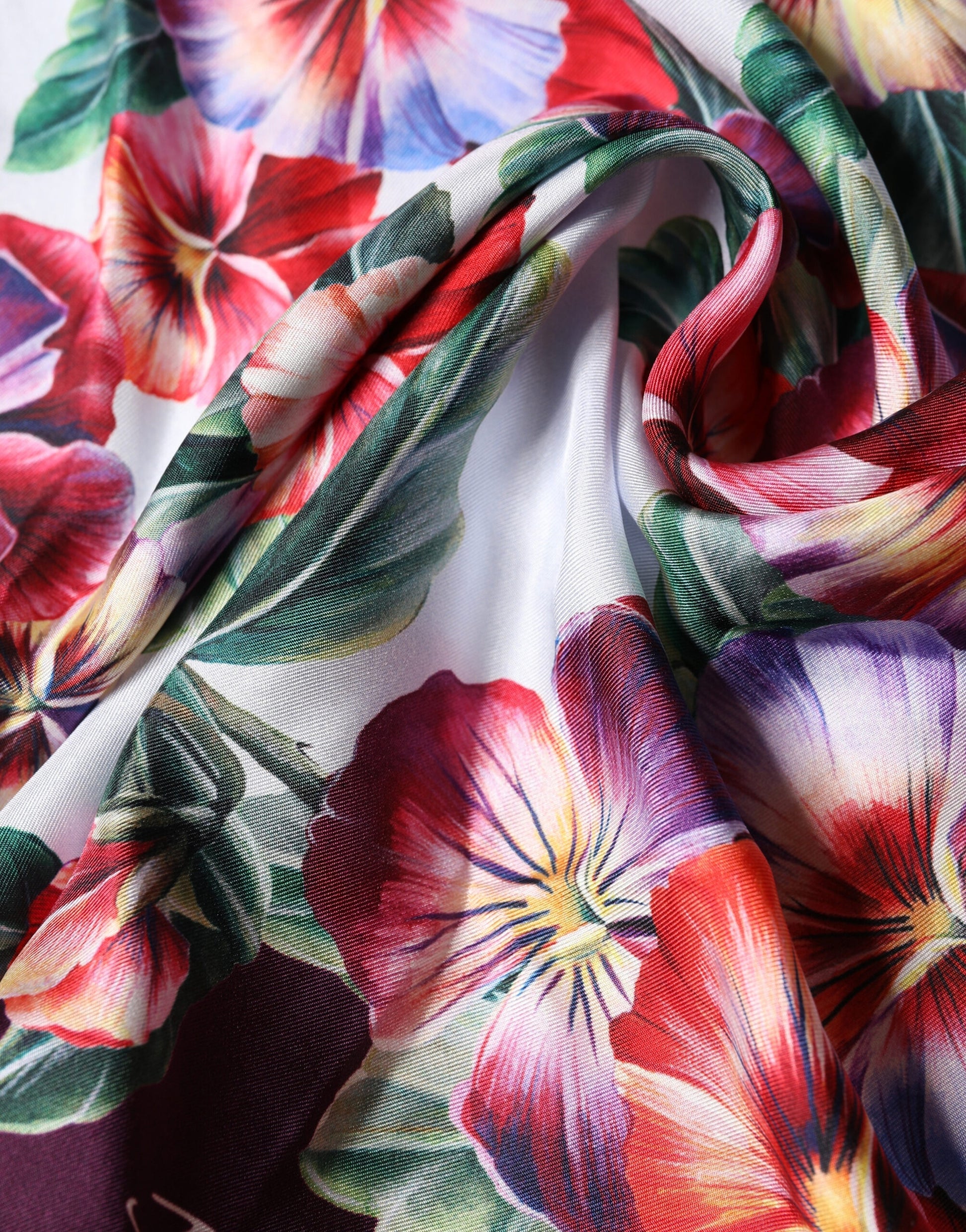 Multicolor Floral Silk Square Foulard 89cm x 87cm Scarf
