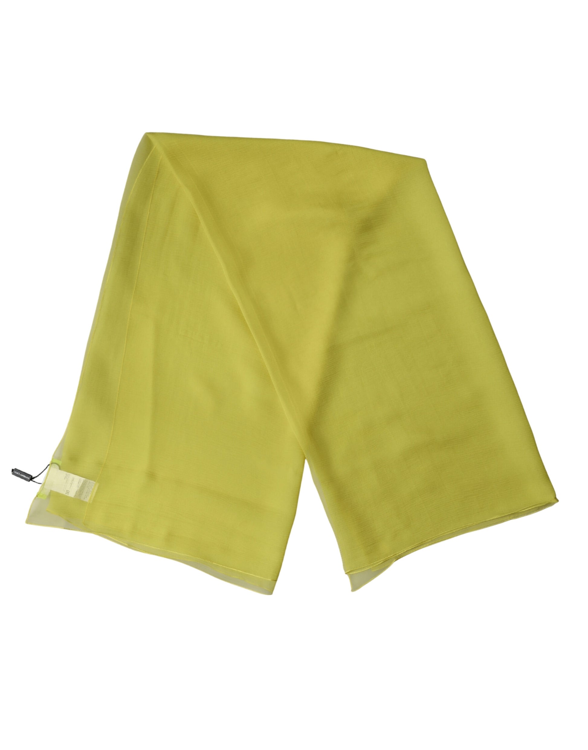 Yellow Silk Neck Wrap Shawl Foulard 120cm x 117cm Scarf