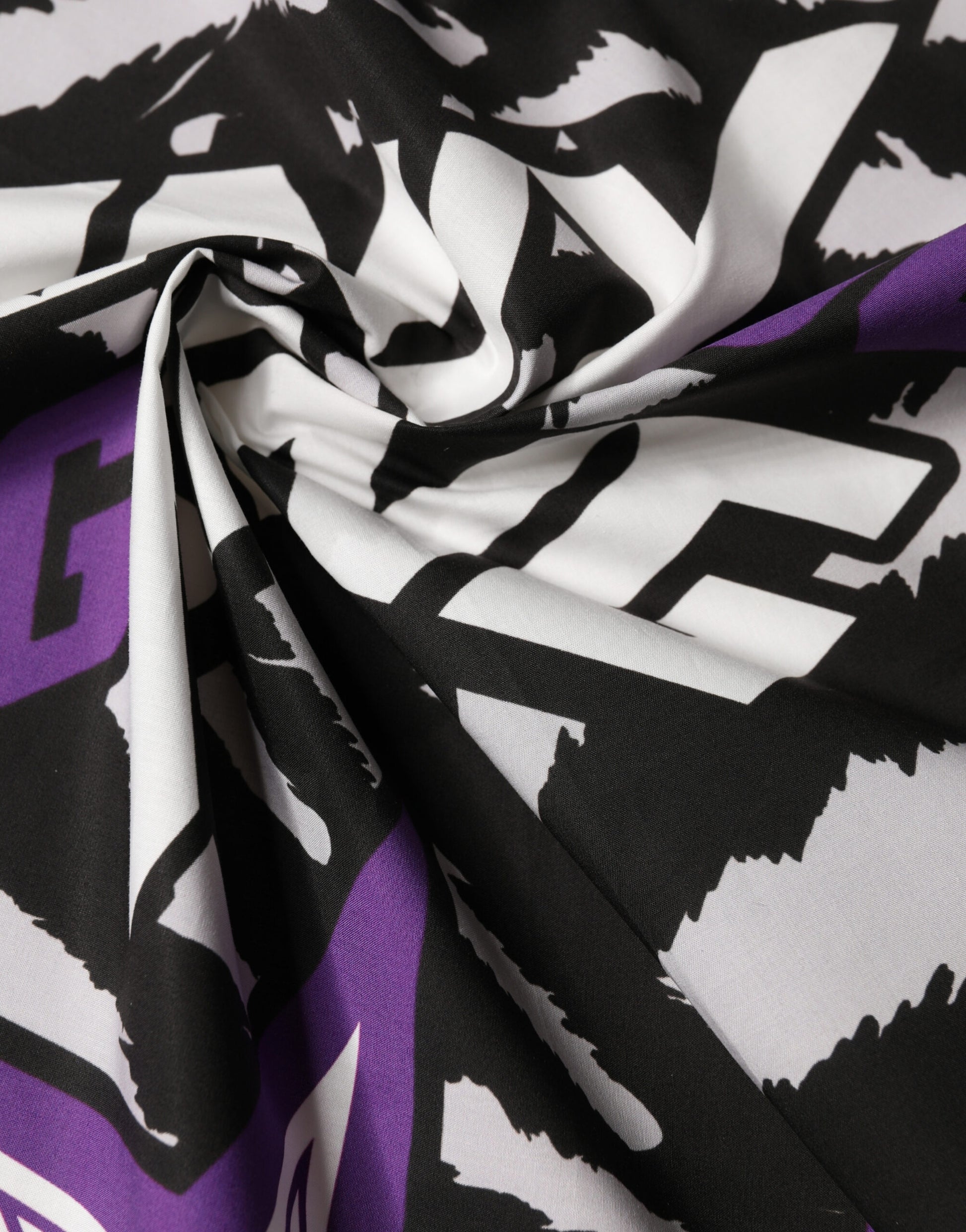 Black Purple DG King Cotton Foulard 51cm x 49.5cm Scarf