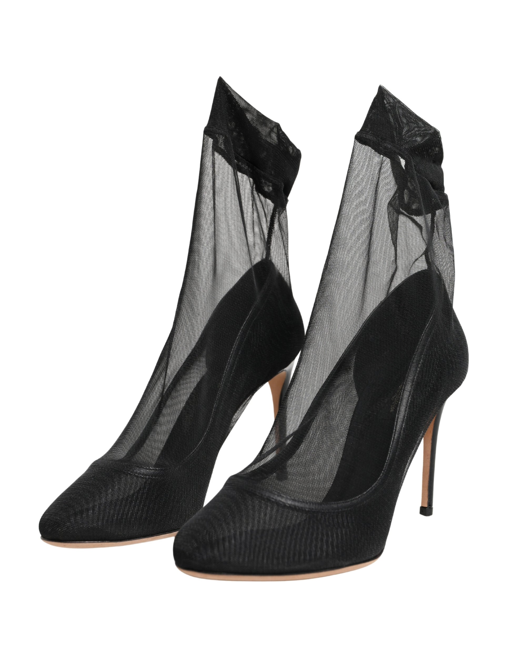 Black Nylon Stretch Mesh Sock Boots Shoes