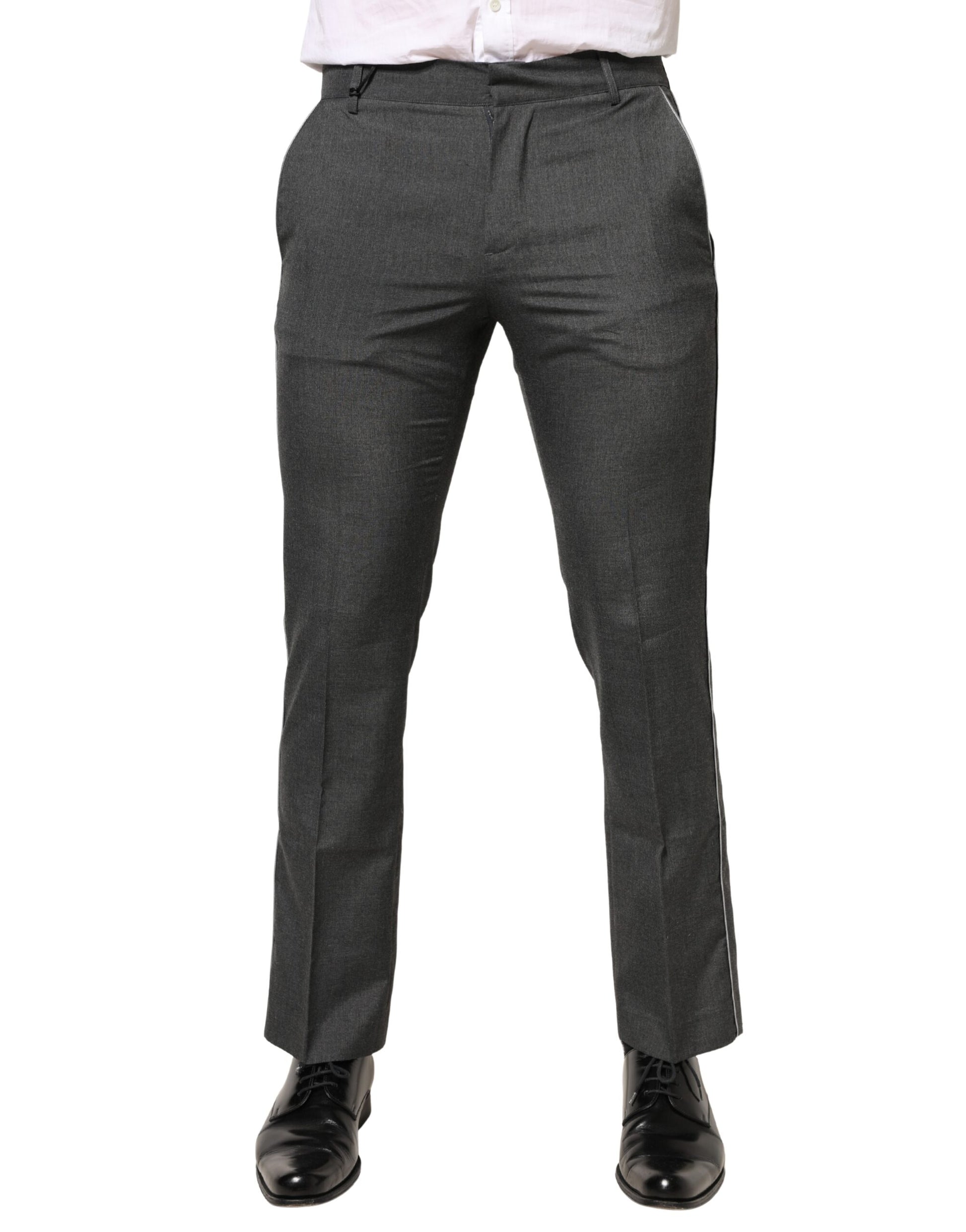 Gray Polyester Formal Dress Trouser Pants