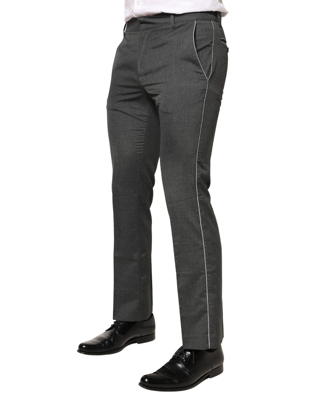 Gray Polyester Formal Dress Trouser Pants