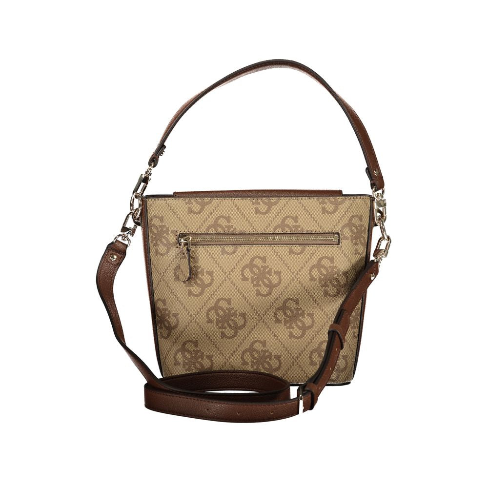 Brown Polyurethane Women's Handbag