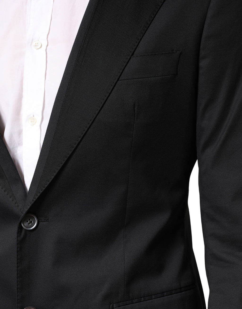 Black Cotton Single Breasted 2 Piece Suit