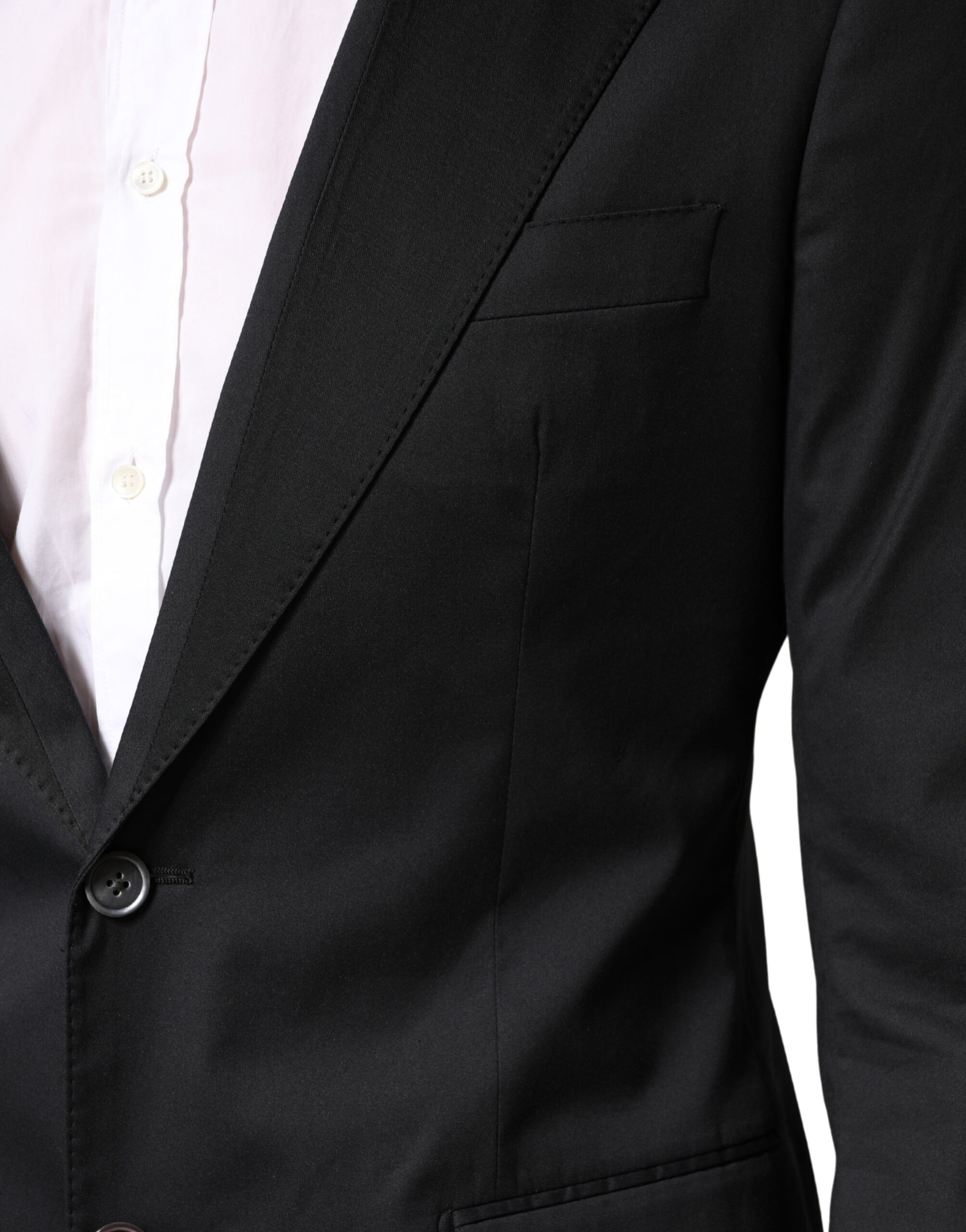 Black Cotton Single Breasted 2 Piece Suit