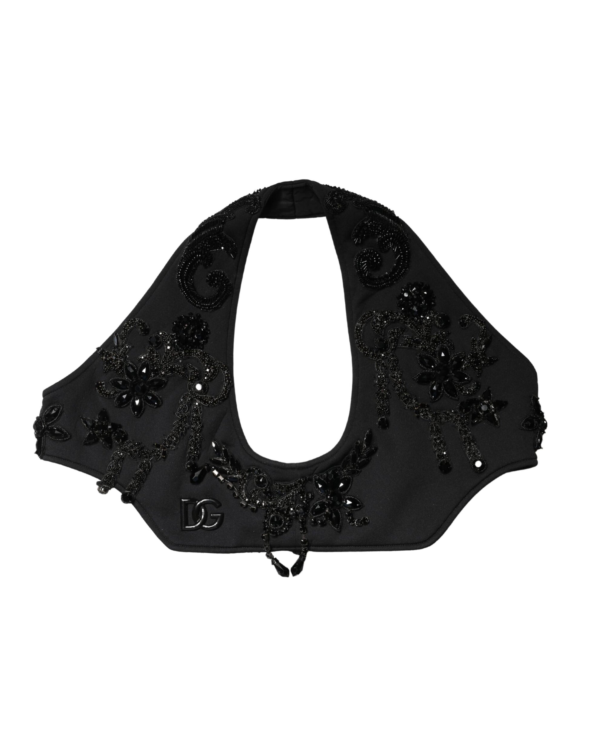 Black Crystal Embellished Crop Waistcoat One Size Vest
