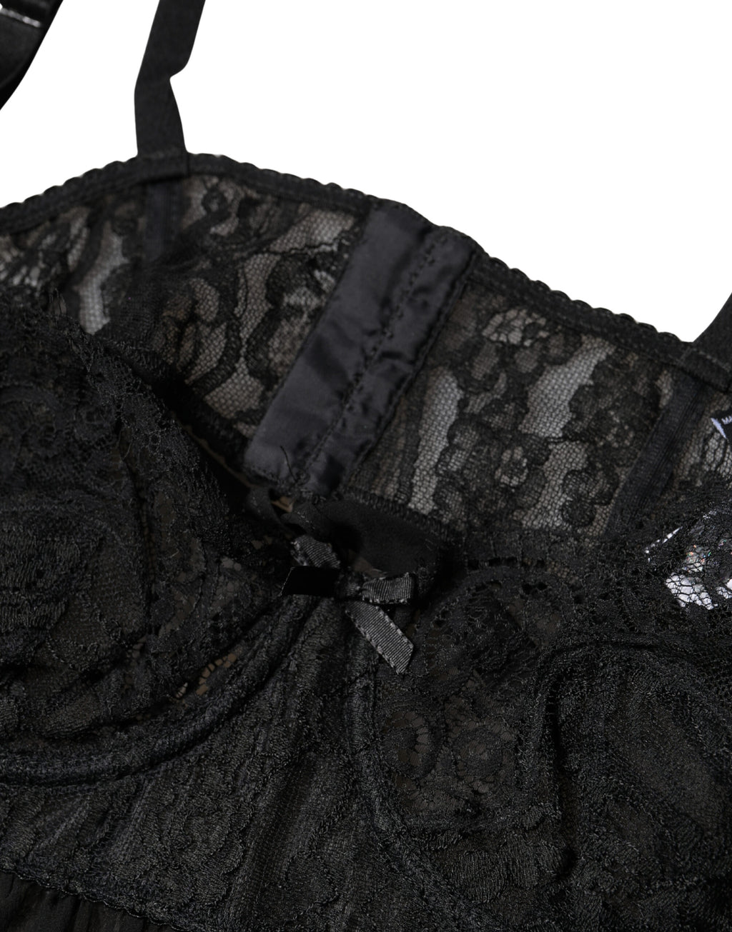 Black Silk Floral Lace Lingerie Top Underwear