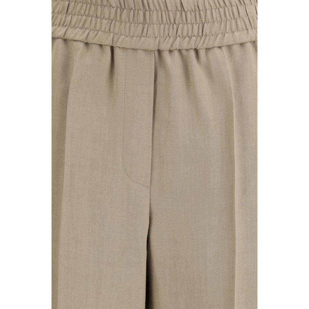 Beige Viscose Casual Pants