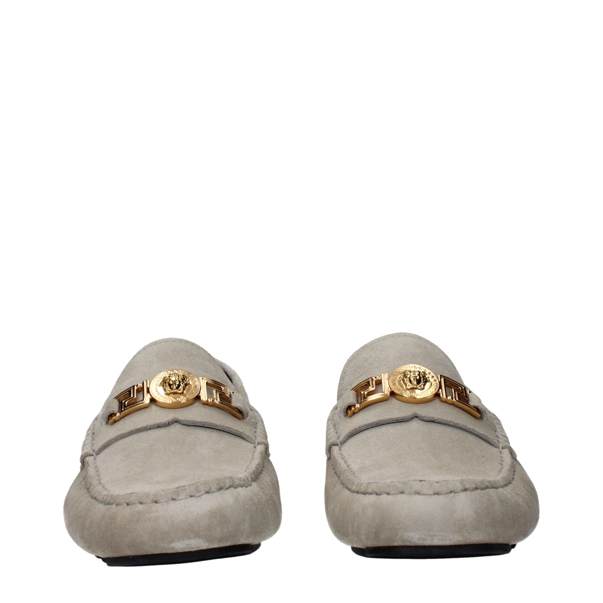 Gray Leather Slip-On Loafers