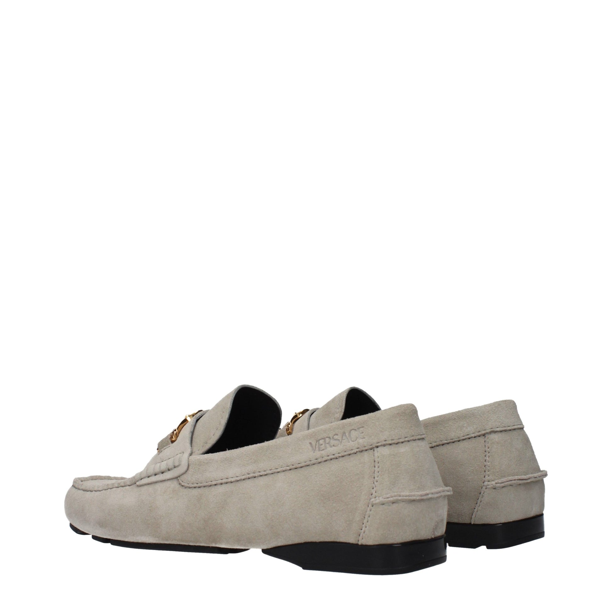 Gray Leather Slip-On Loafers