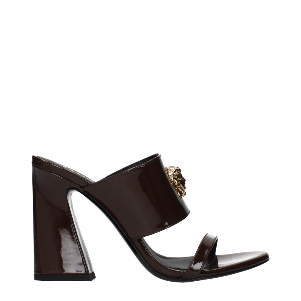 Brown Leather Stiletto Heel Sandals