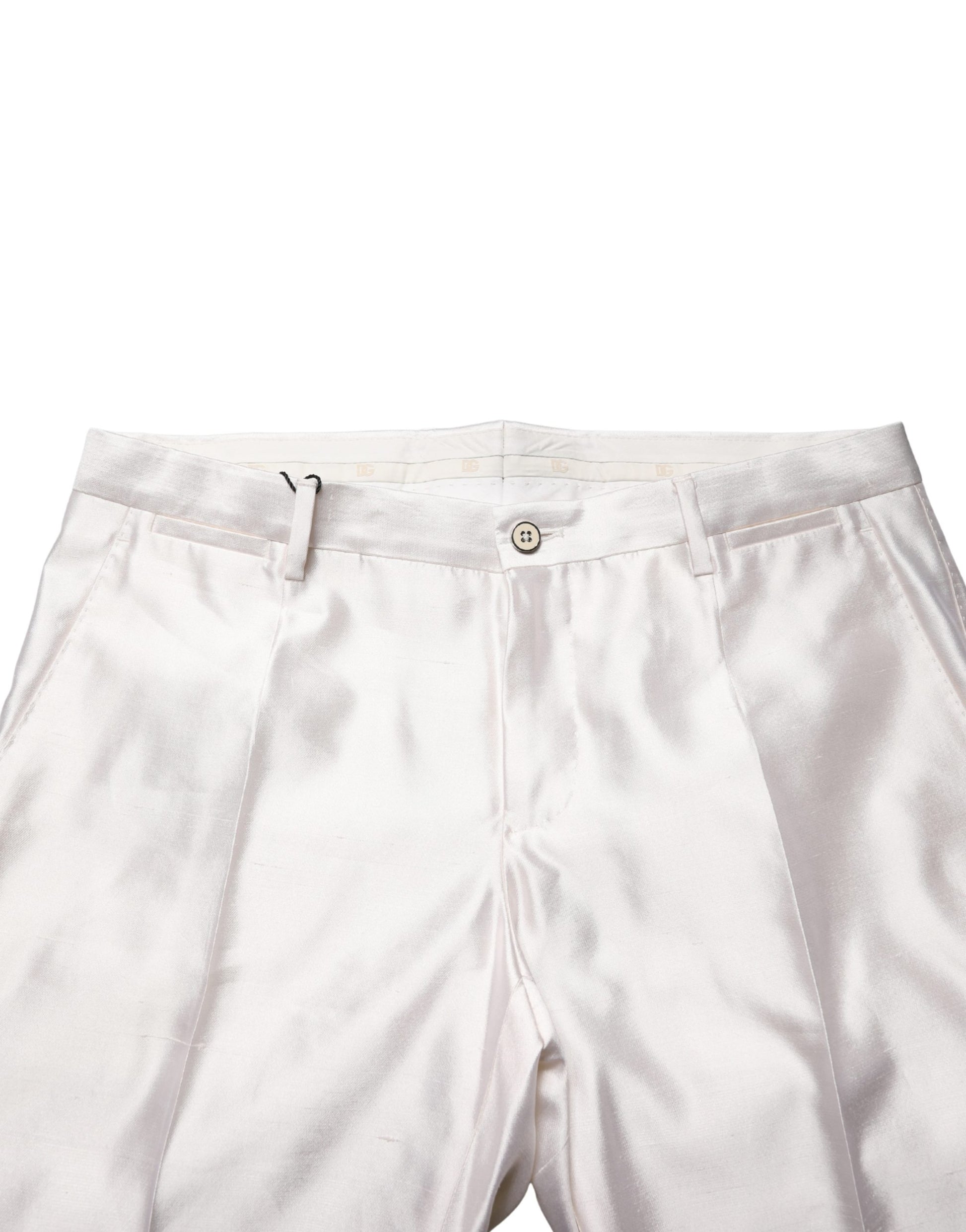 White Silk Satin Dress Formal Trouser Pants