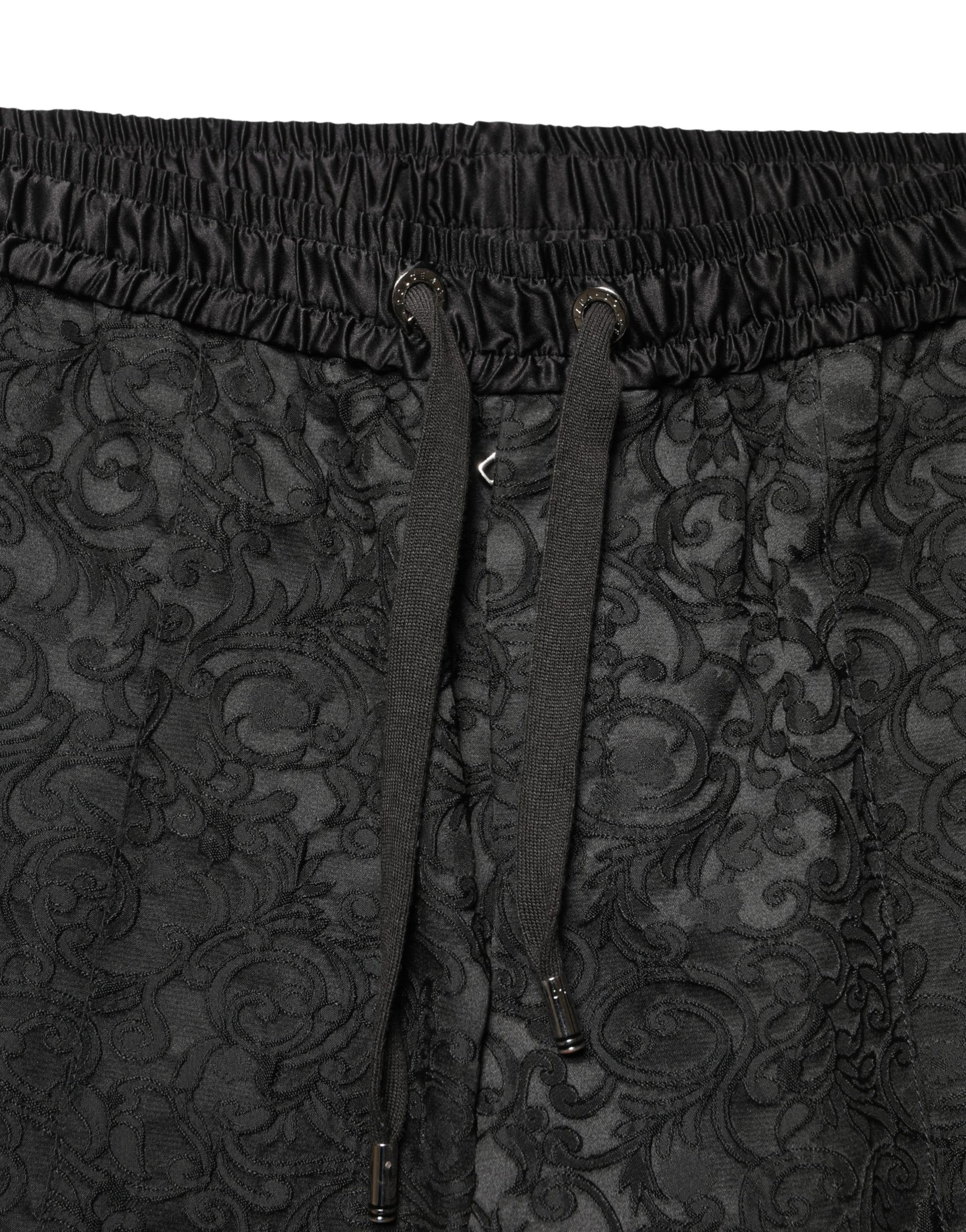 Black Floral Brocade Skinny Men Dress Pants