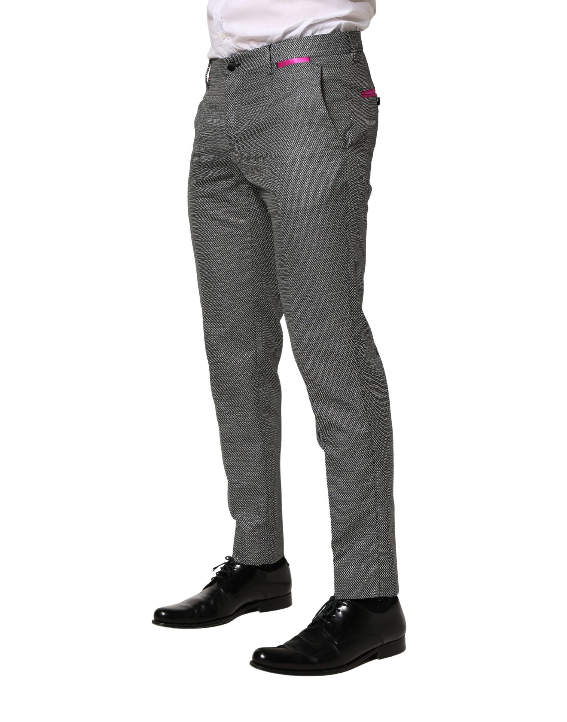 Gray Viscose Skinny Men Dress Trouser Pants
