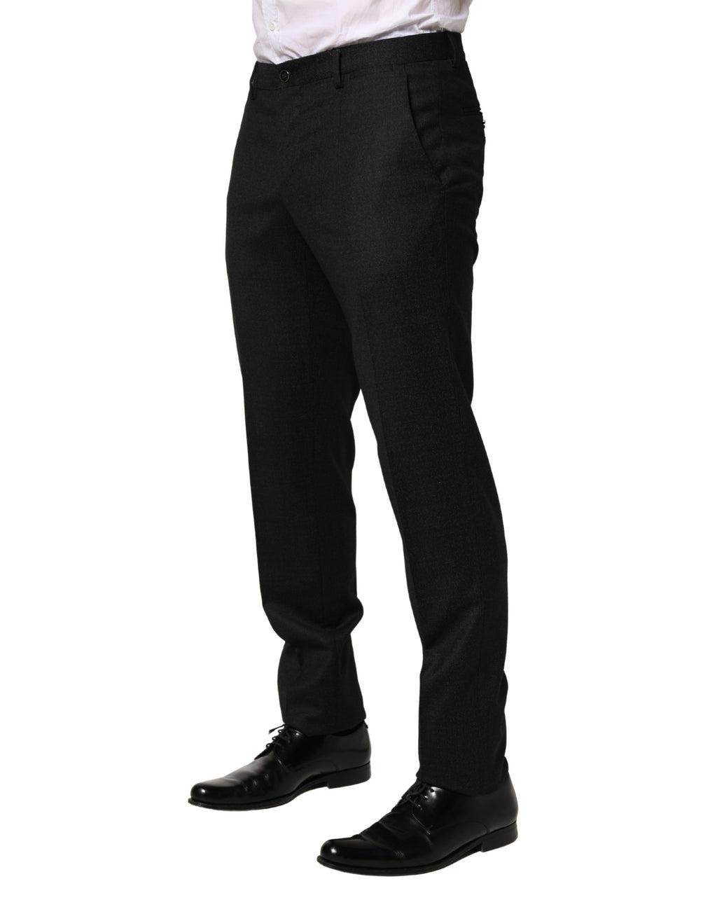 Black Wool Skinny Men Dress Trouser Pants