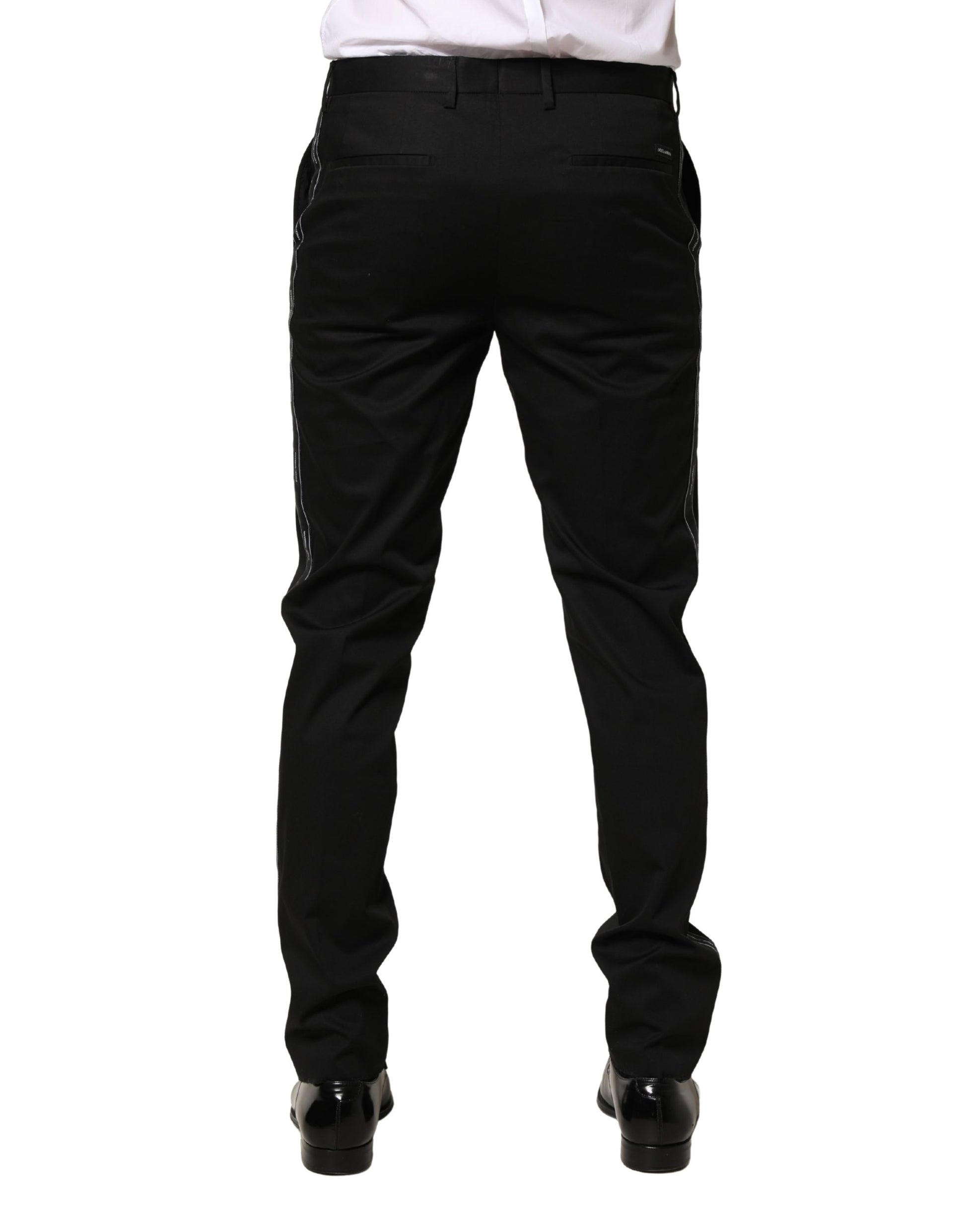Black Cotton Skinny Men Dress Trouser Pants