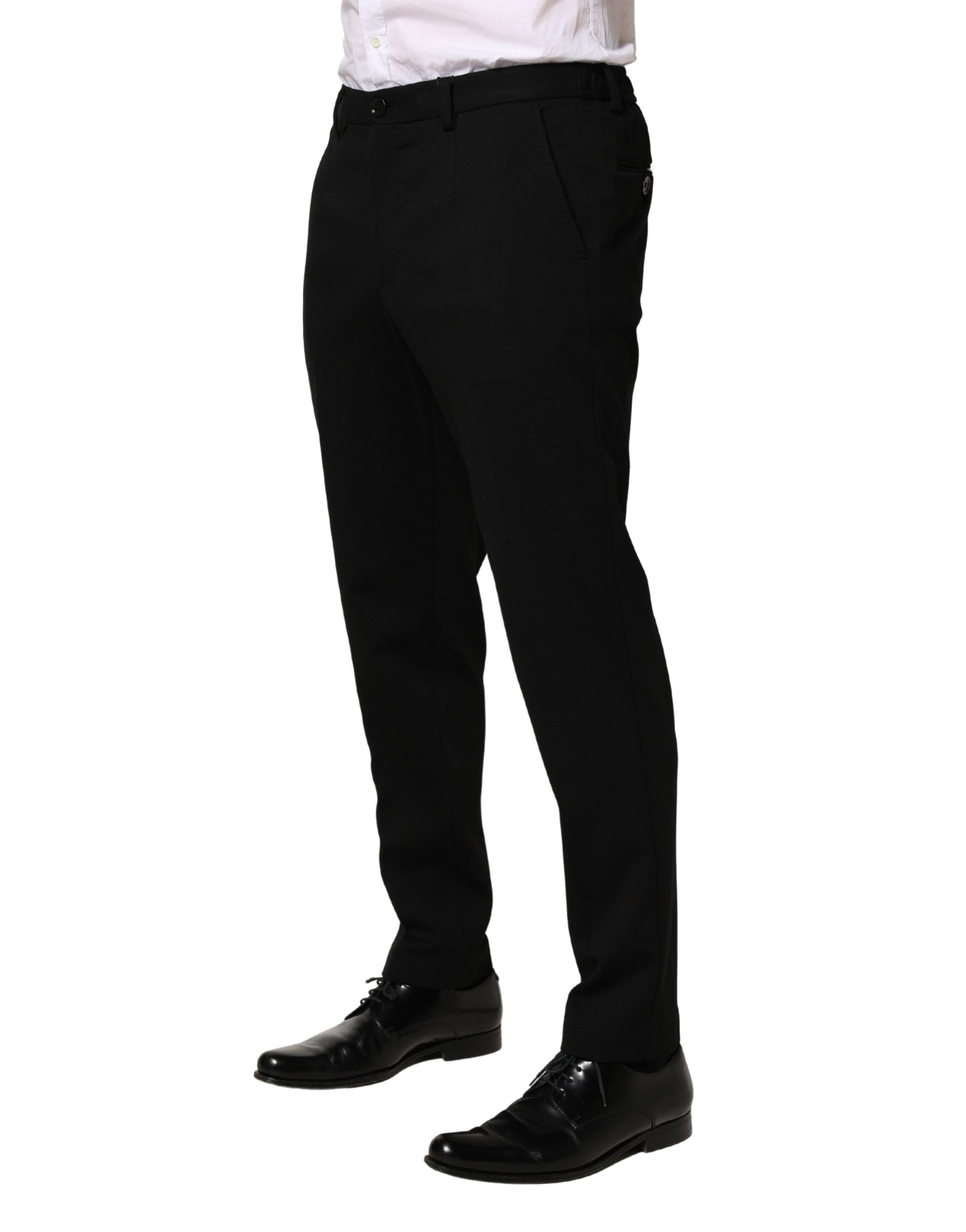 Black Wool Skinny Men Dress Trouser Pants