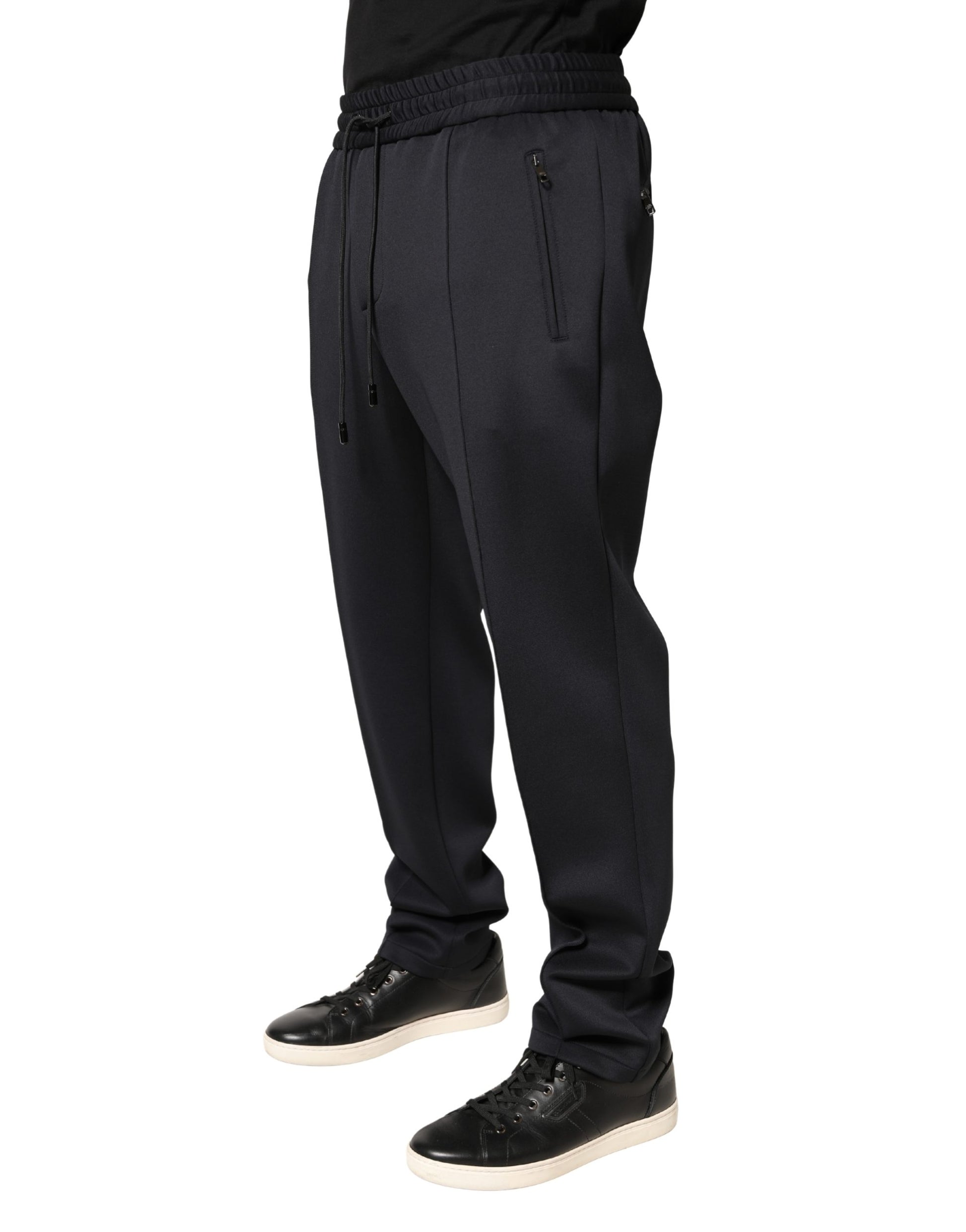 Black Polyester Skinny Jogger Trouser Pants