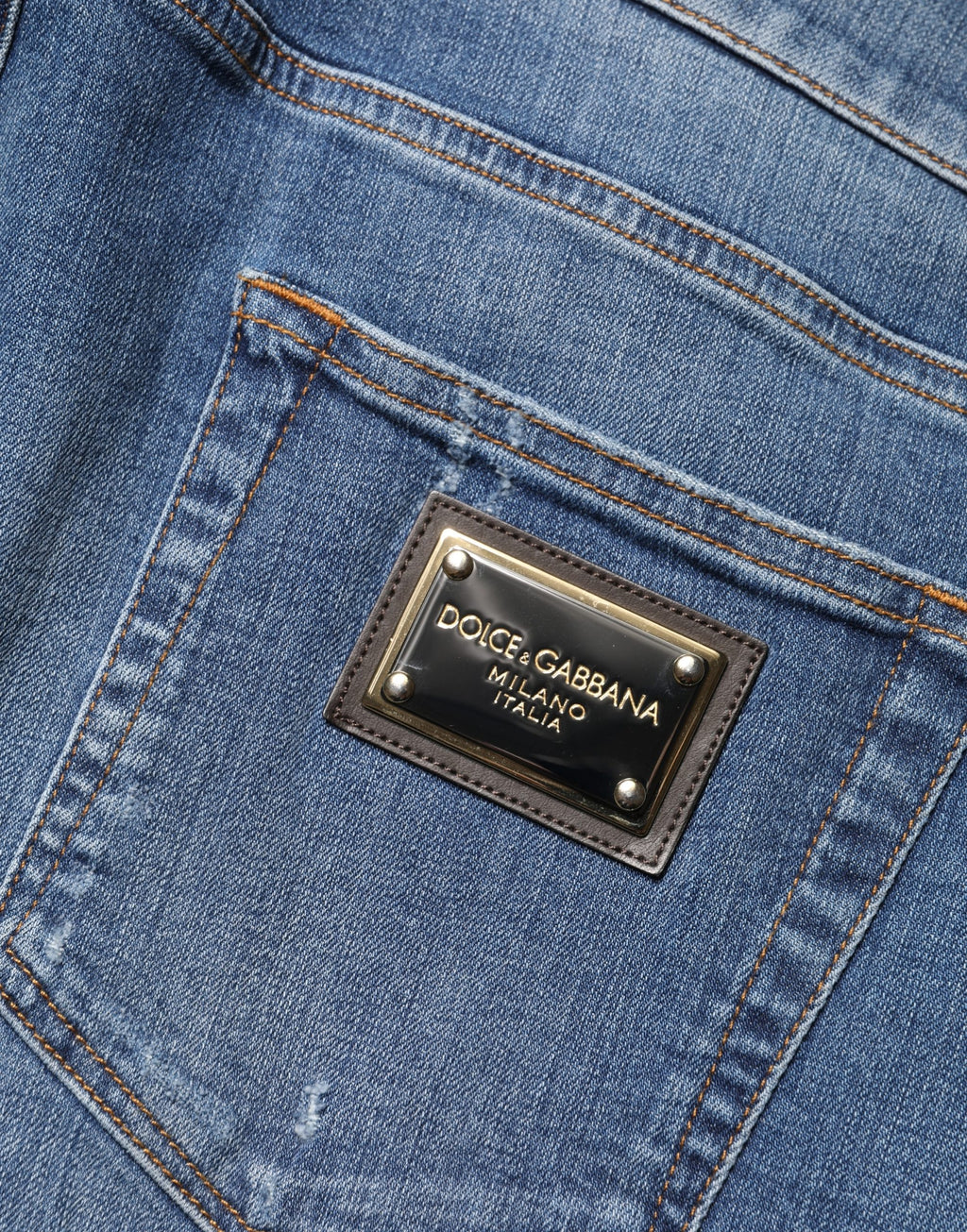 Blue Tattered Skinny Cotton Denim Jeans