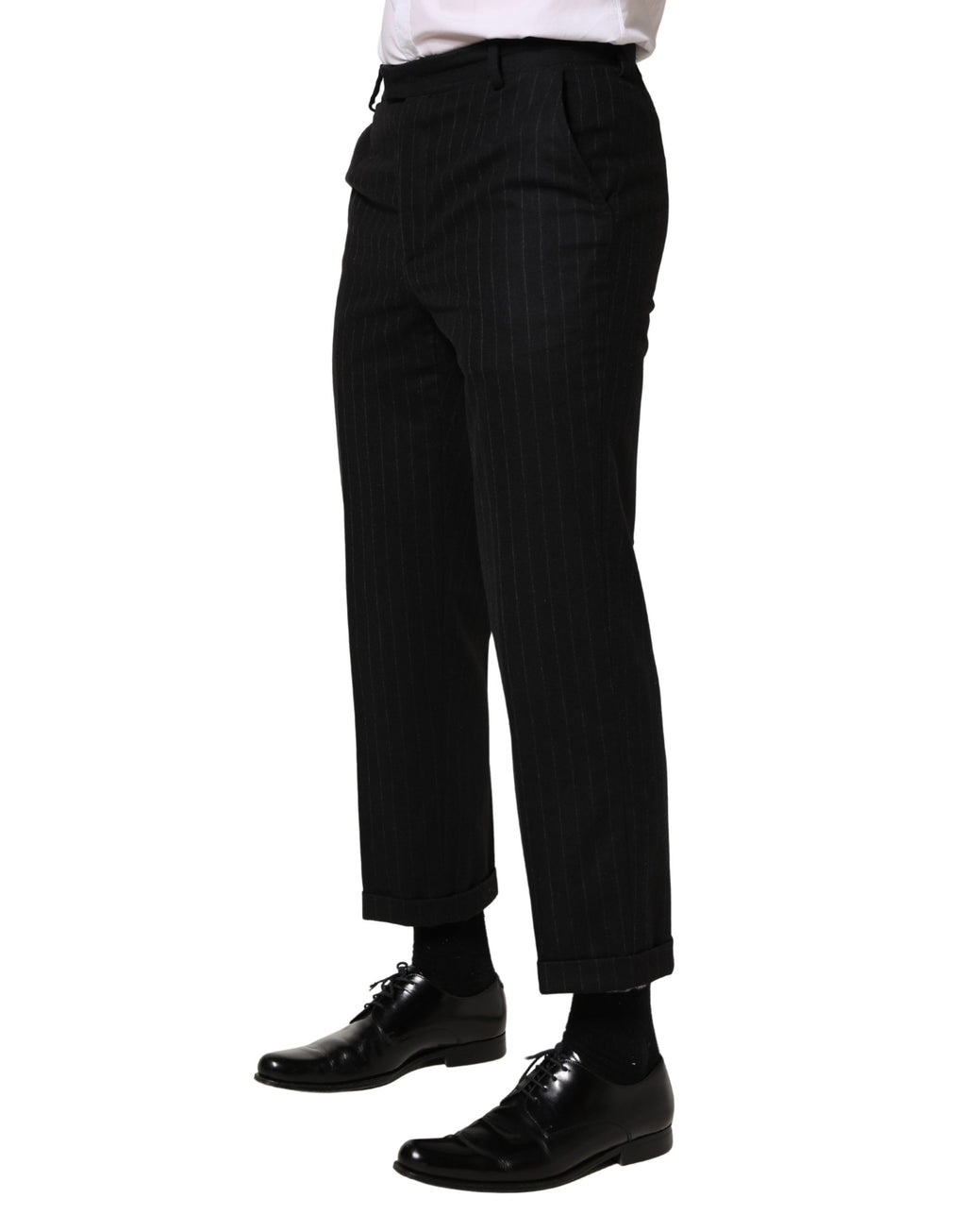Black Stripes Wool Dress Formal Trouser Pants